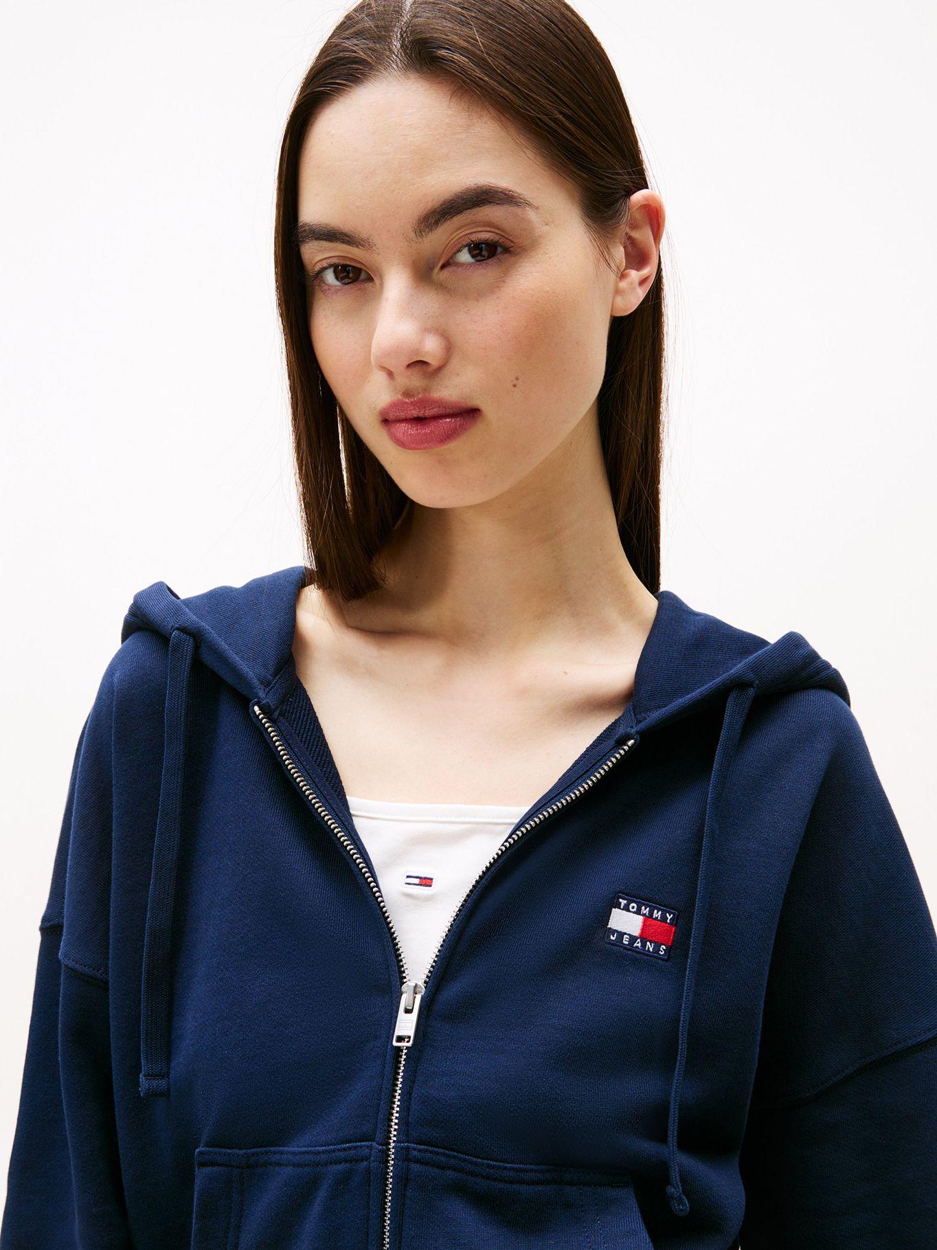 Polerón Hoodie Cropped Con Cierre Azul C1G Tommy Jeans-3