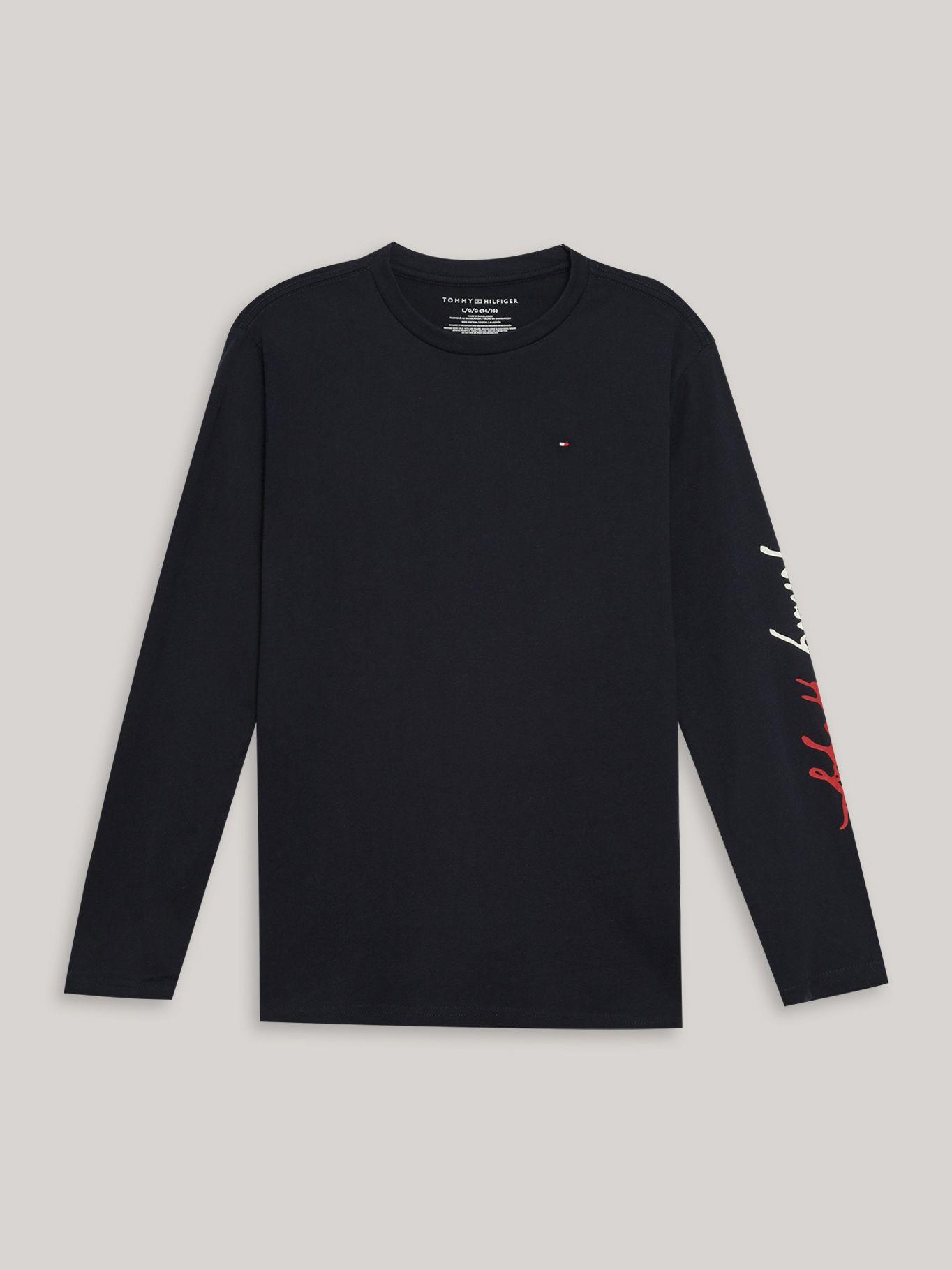 Polera De Niño Con Logo Script Azul Tommy Hilfiger-0