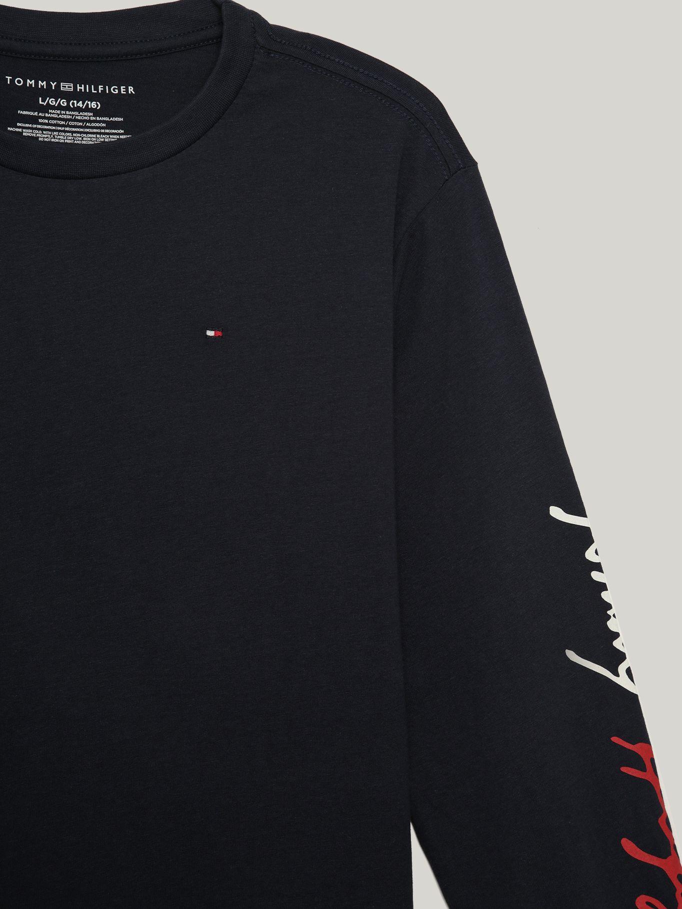 Polera De Niño Con Logo Script Azul Tommy Hilfiger-2