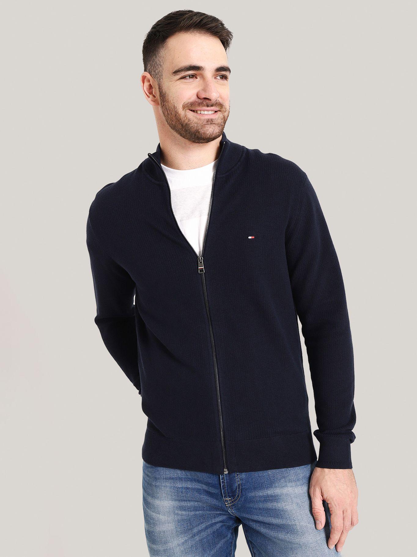 Sweater Texturizado Con Cierre Azul Tommy Hilfiger-0