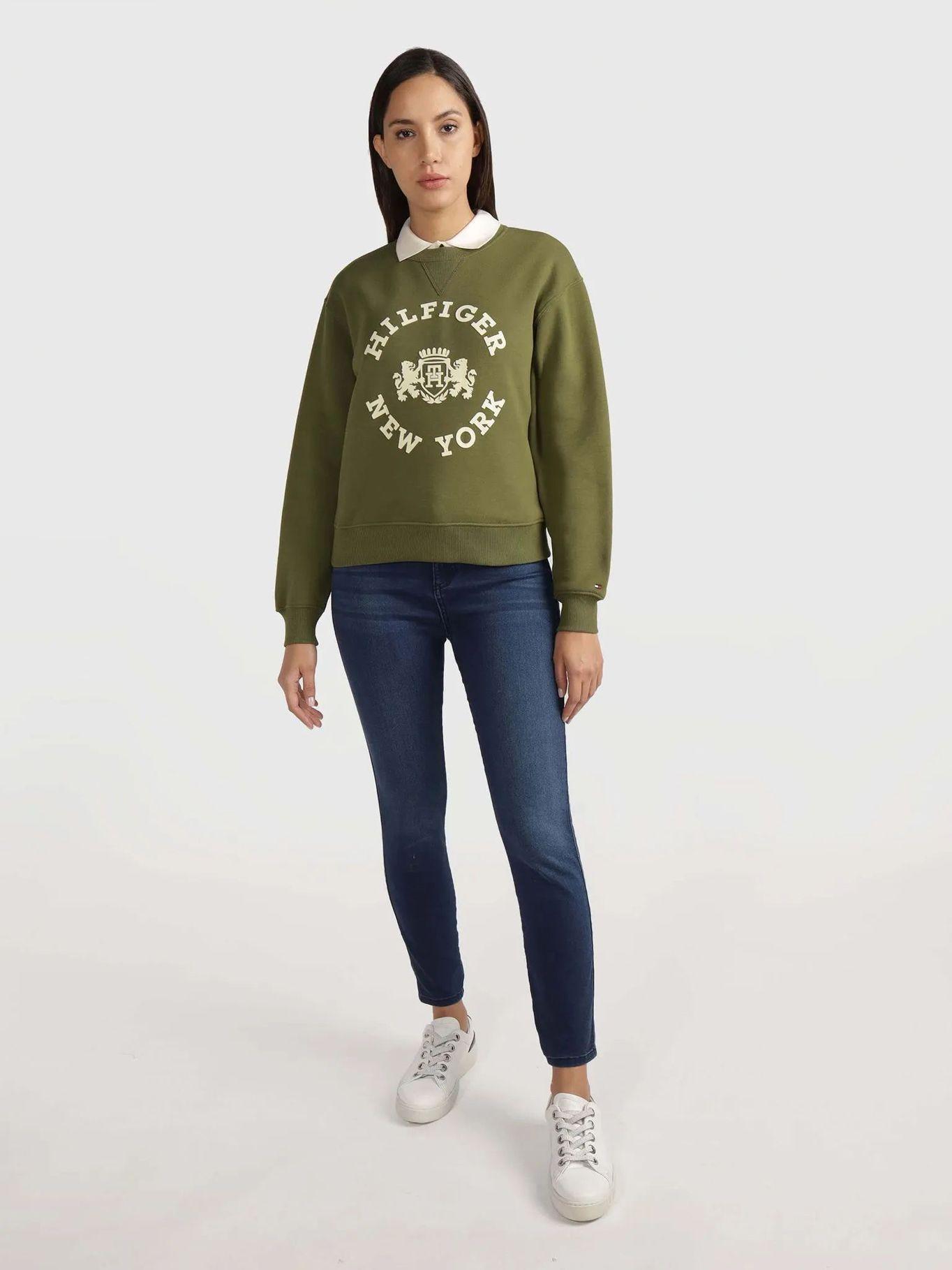 Polerón Varsity Logo Aterciopelado Verde Tommy Hilfiger-1