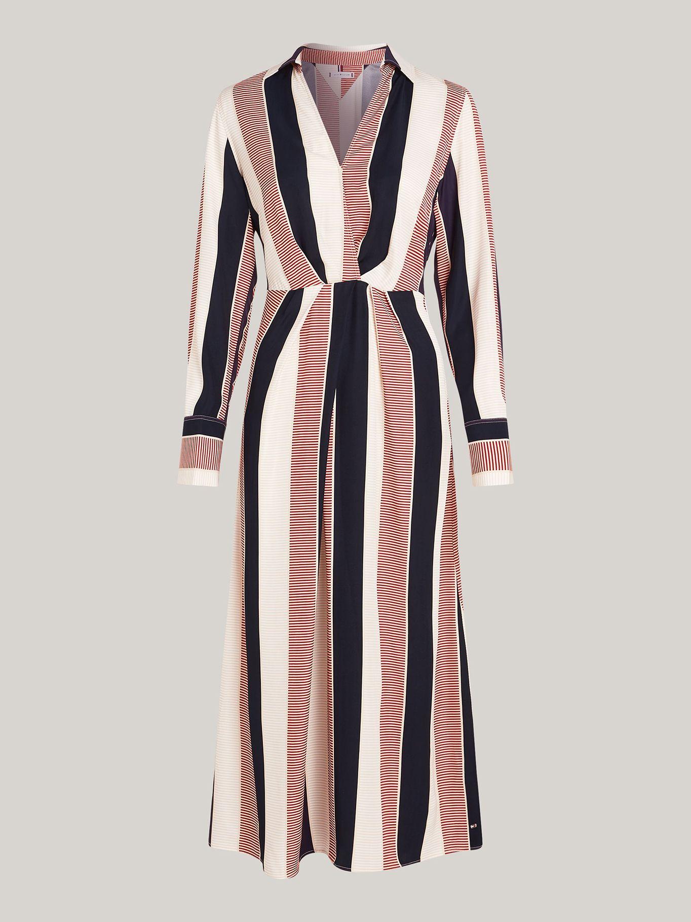 Vestido Global Viscosa Stripe Multicolor Tommy Hilfiger-4