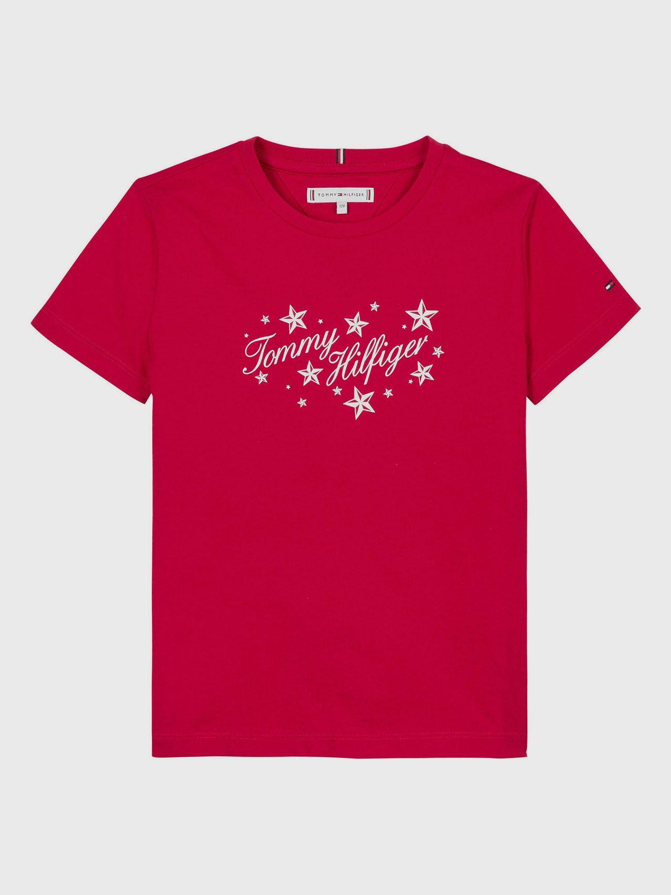 Polera De Niña Con Logo Script Rojo Tommy Hilfiger-0