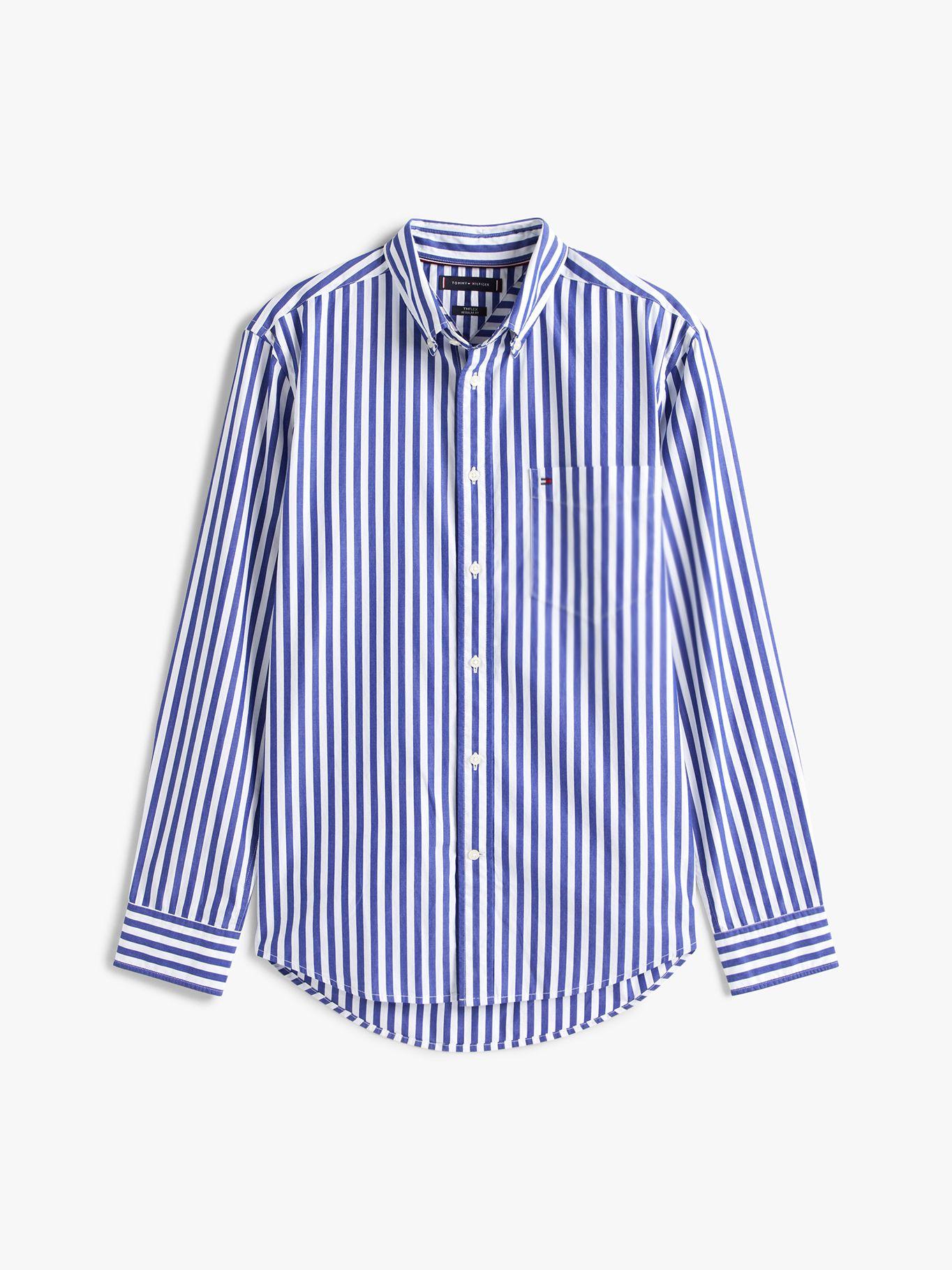 Camisa Rayas Th Flex Regular Fit Celeste Tommy Hilfiger-4