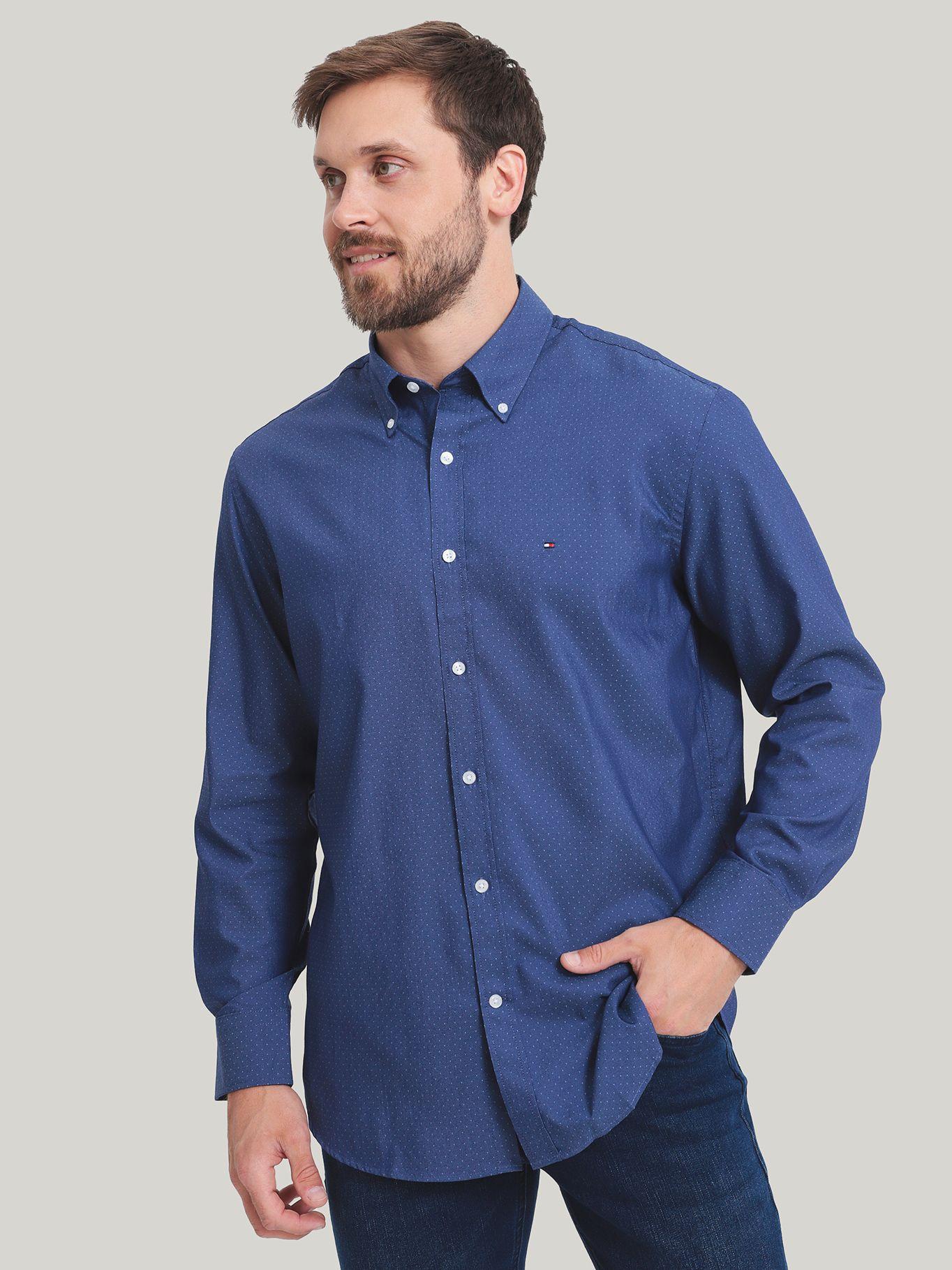 Camisa De Vestir Con Logo Azul Tommy Hilfiger-0