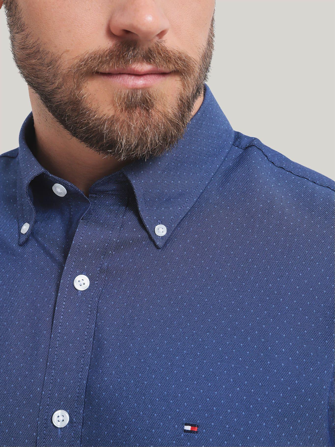 Camisa De Vestir Con Logo Azul Tommy Hilfiger-3