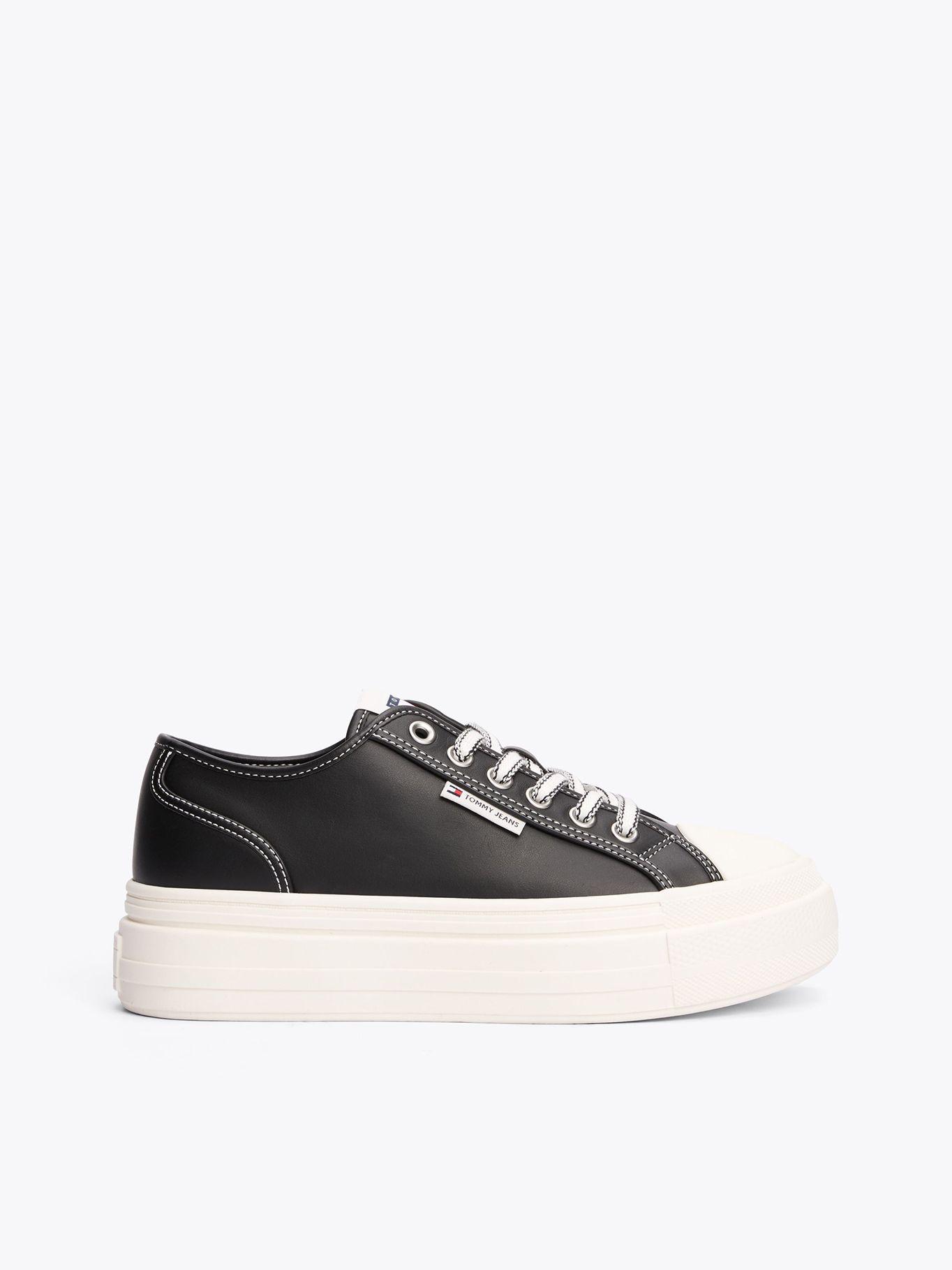Zapatillas Foxing Vulcanizadas De Cuero Negro Tommy Jeans-4