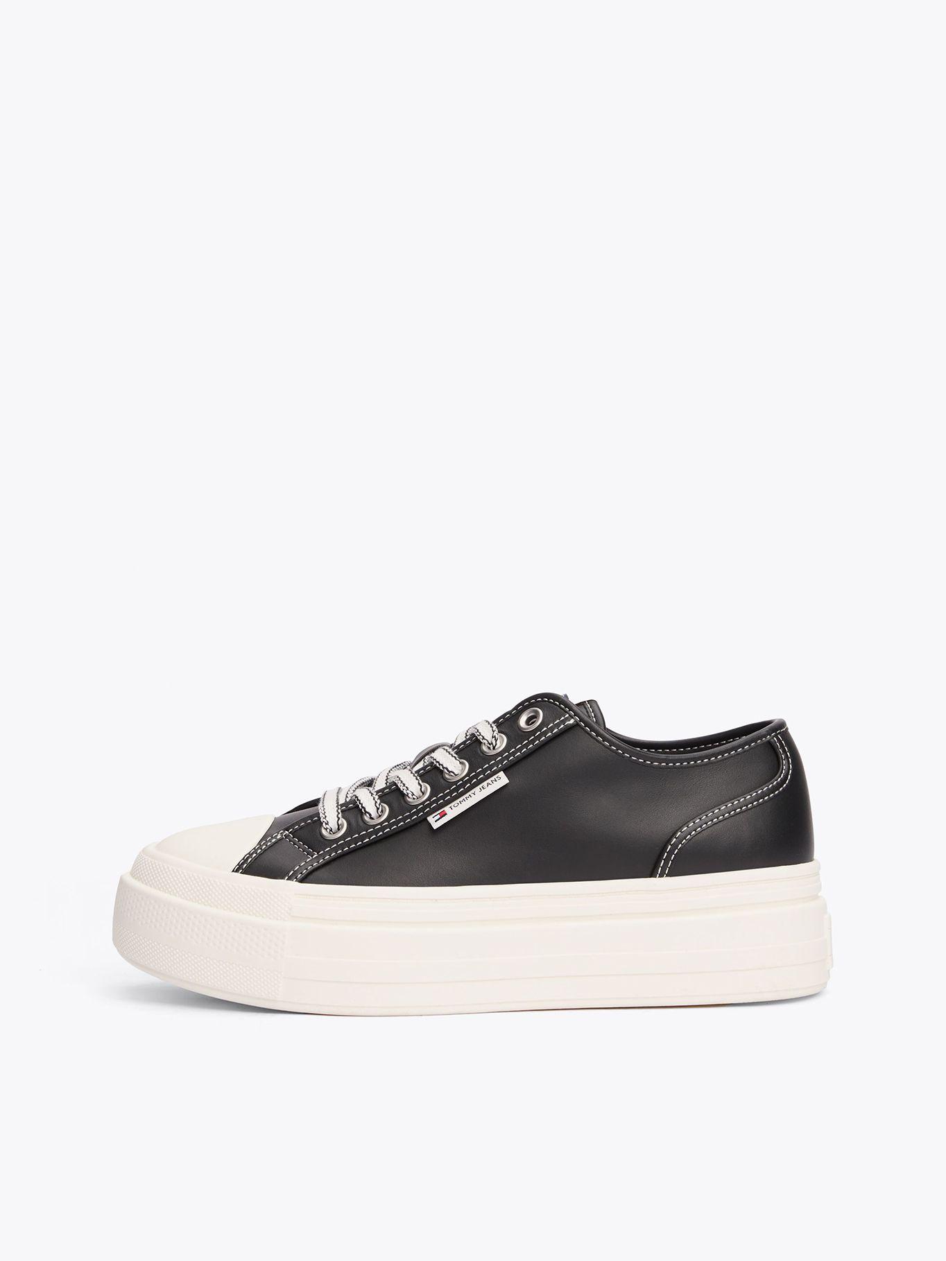 Zapatillas Foxing Vulcanizadas De Cuero Negro Tommy Jeans-5
