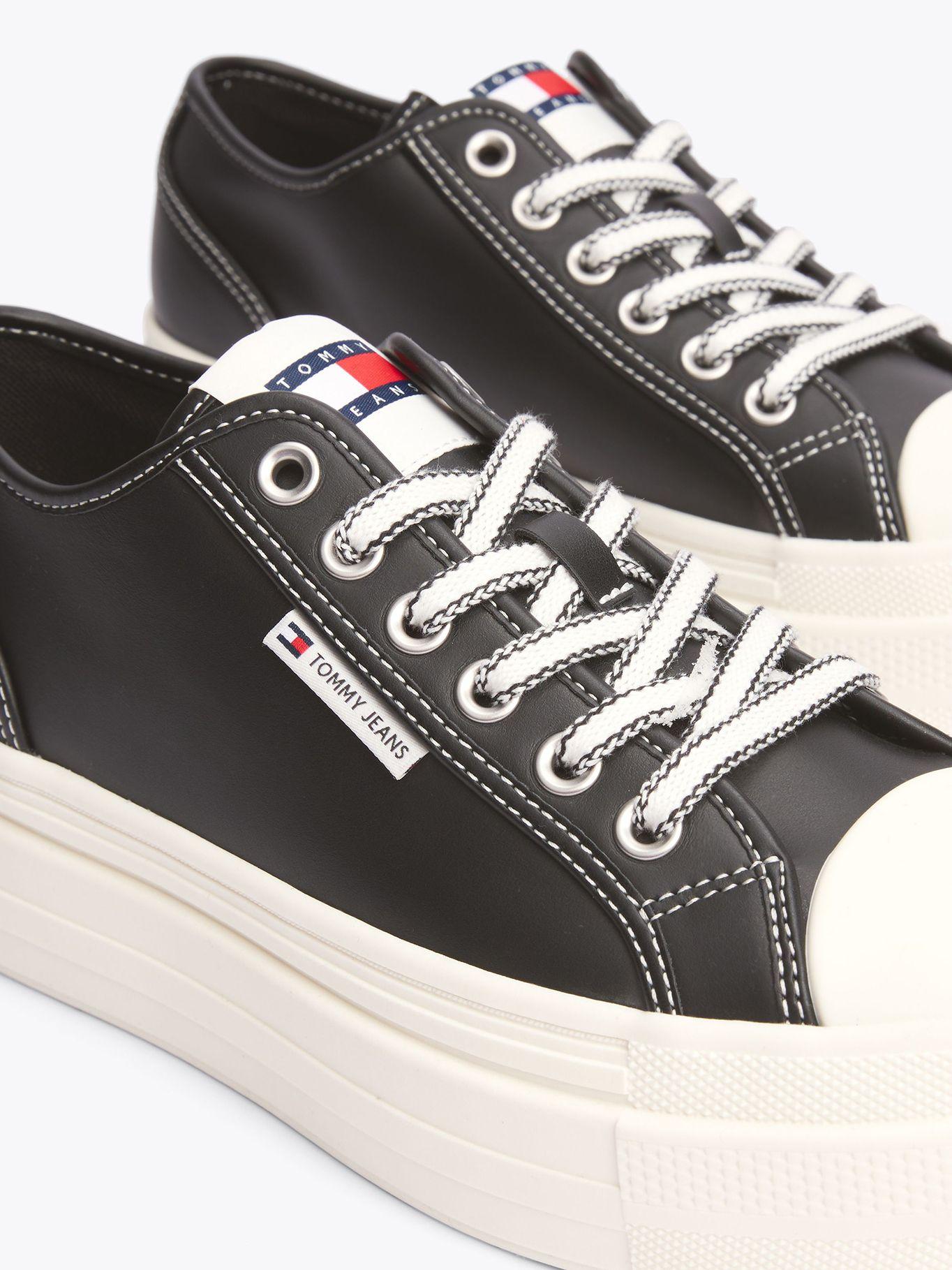 Zapatillas Foxing Vulcanizadas De Cuero Negro Tommy Jeans-6