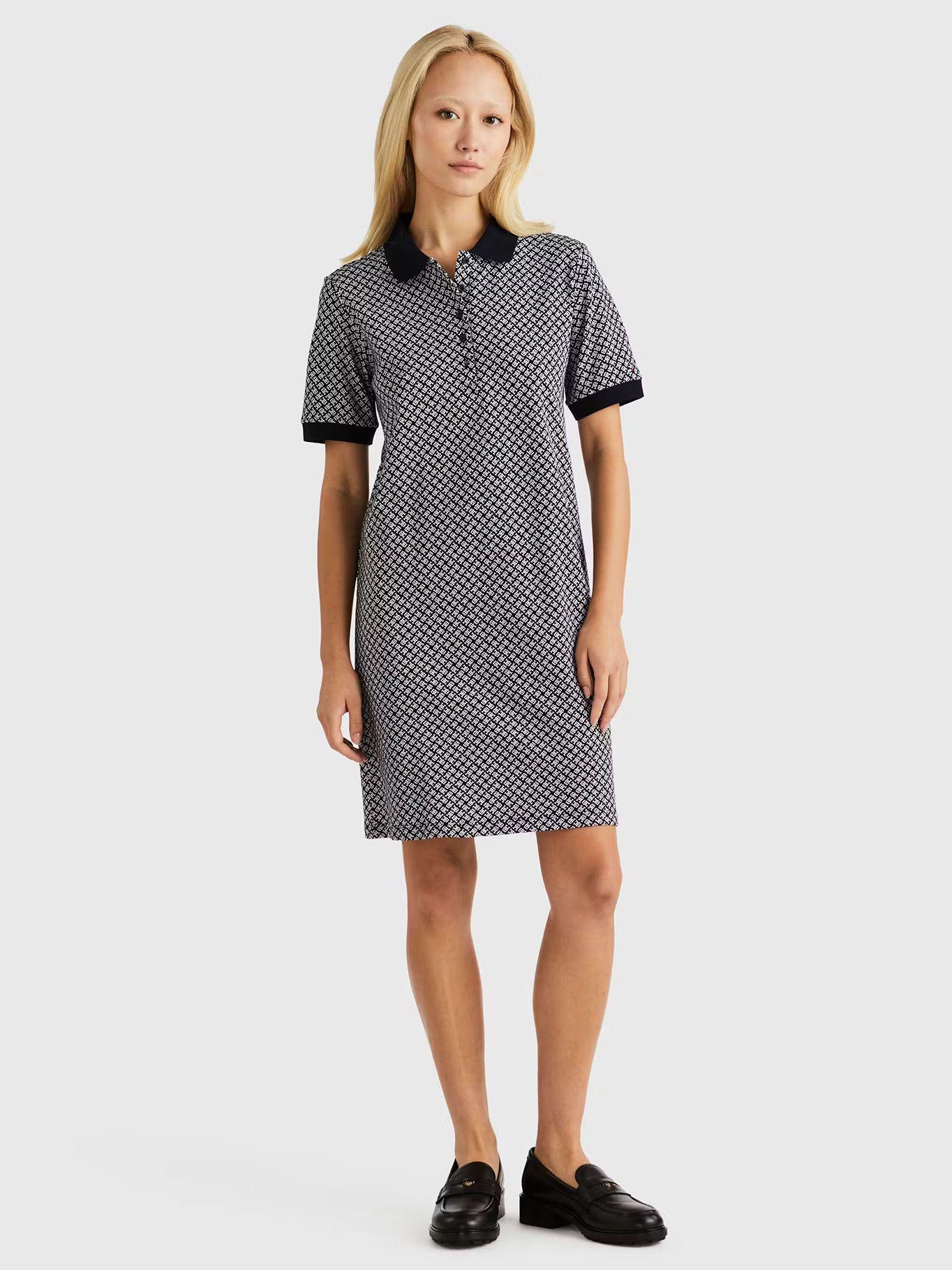 Vestido Polo Estampado Monogram Azul Tommy Hilfiger-0