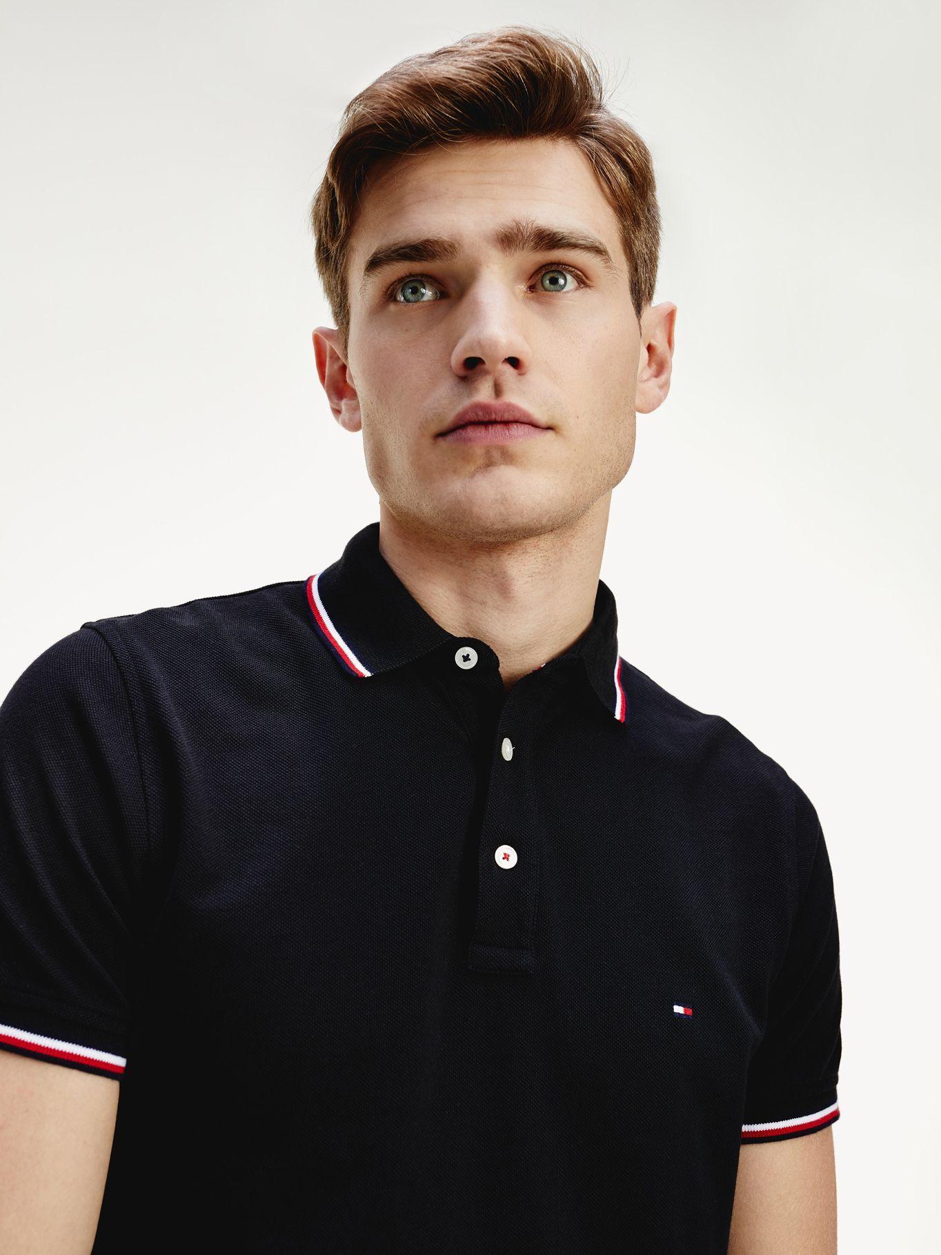 Polo Slim Fit Con Cuello Ribeteado Negro Tommy Hilfiger-5