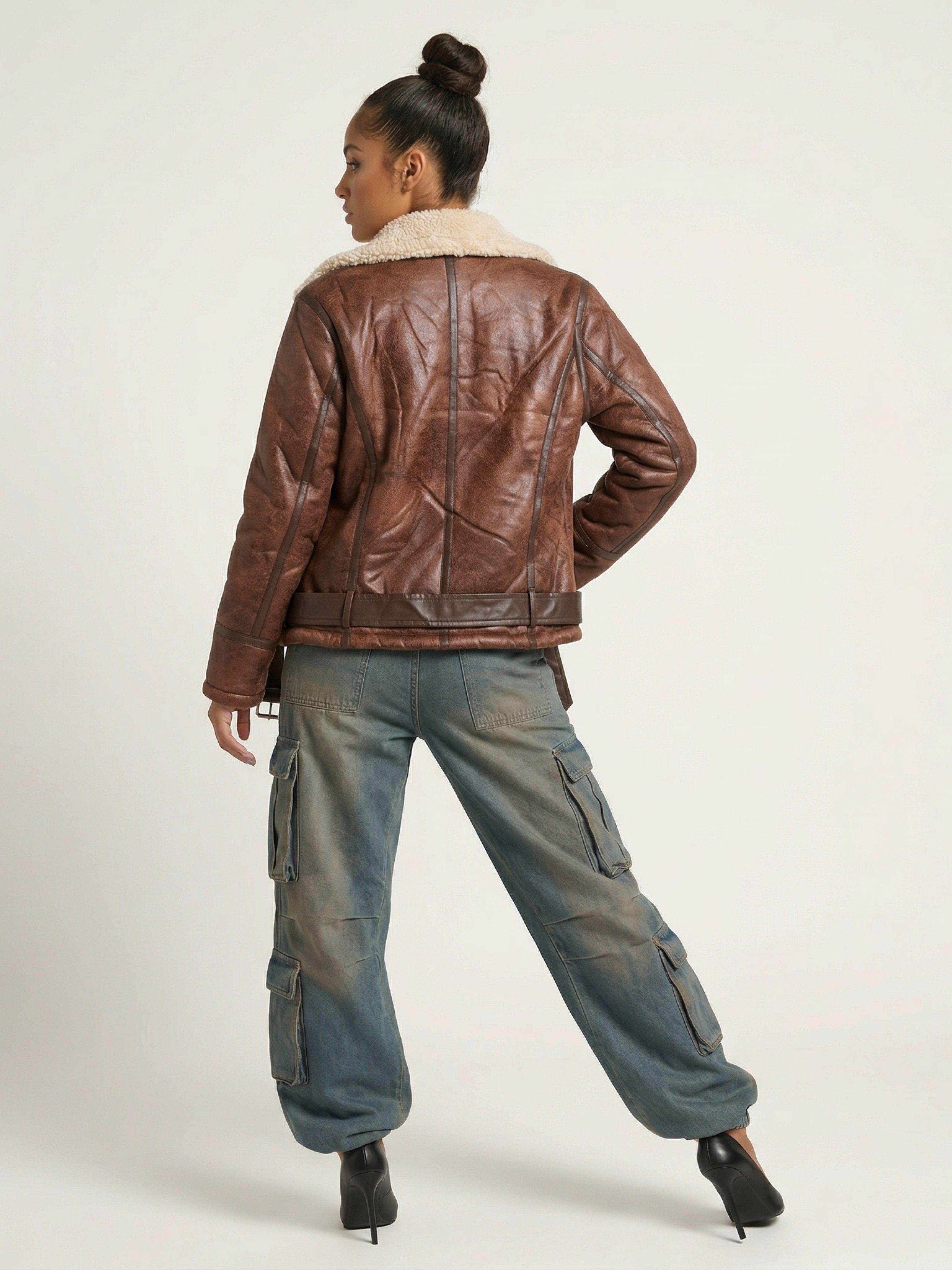 Chaqueta Aviadora Ecocuero Soft Forro Mujer Regina-2