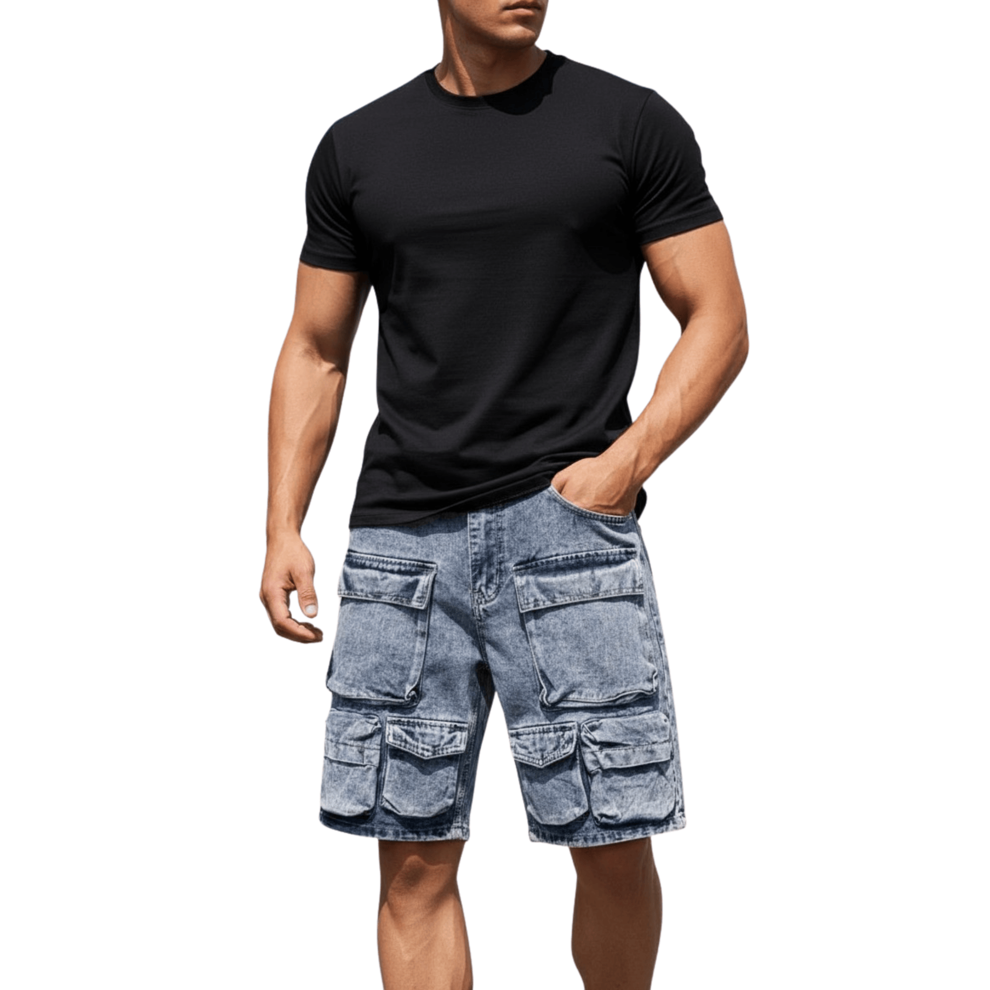 Short Jeans Multicargo Hombre-0