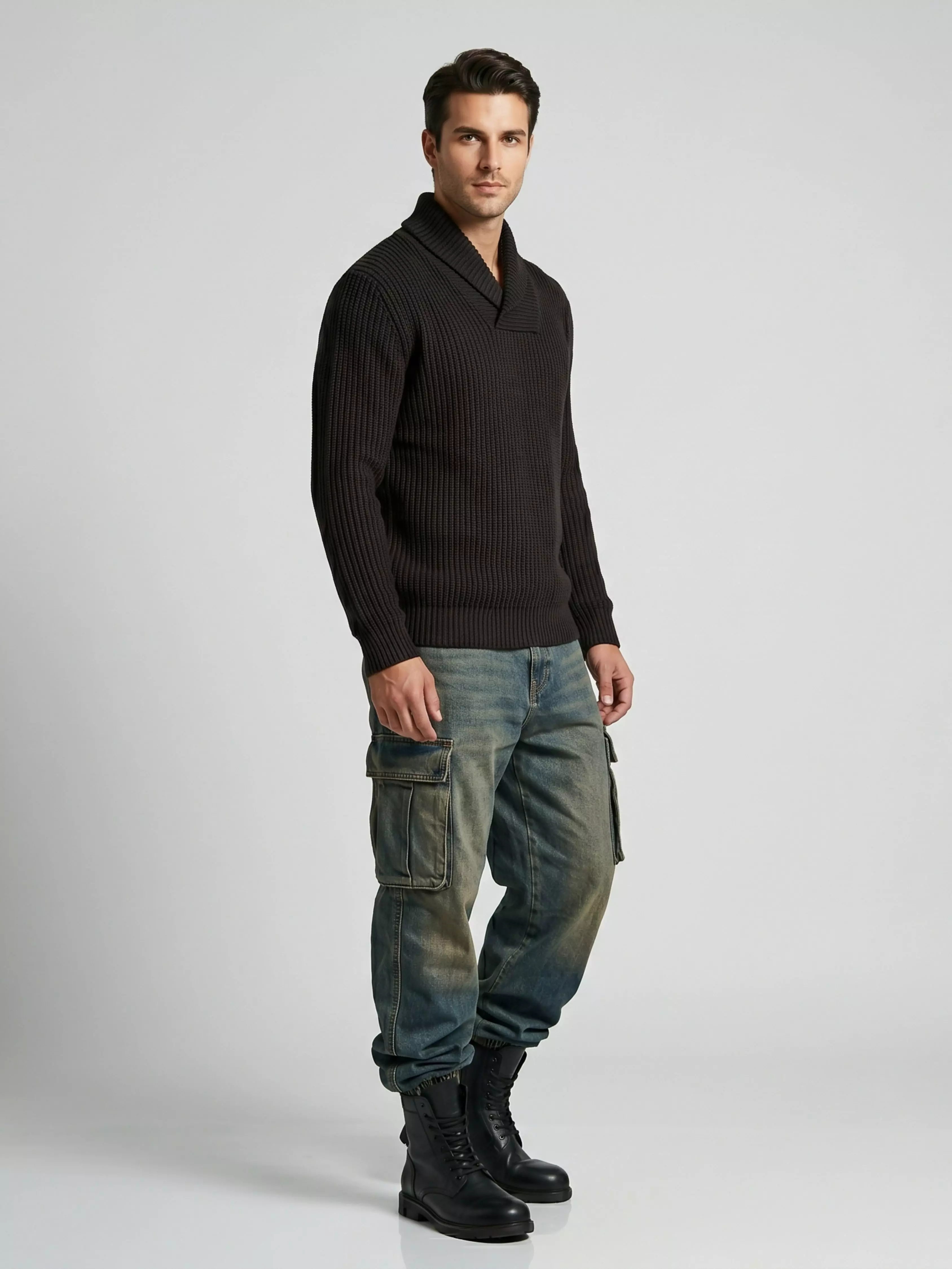 Suéter Jersey Cuello Smoking Tejido Hombre Otaki-2