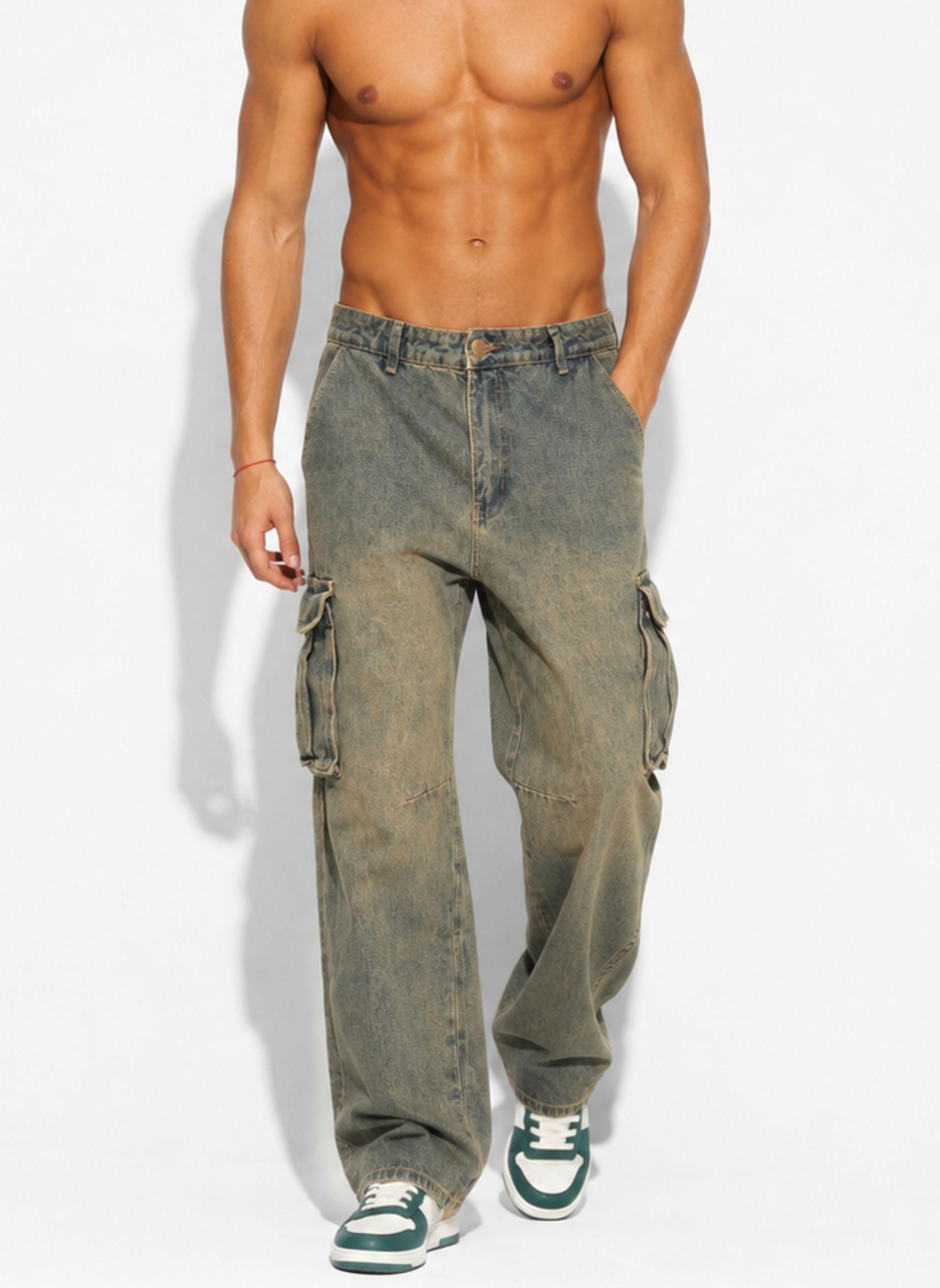 Pantalón Jeans Cargo Baggy Hombre-0