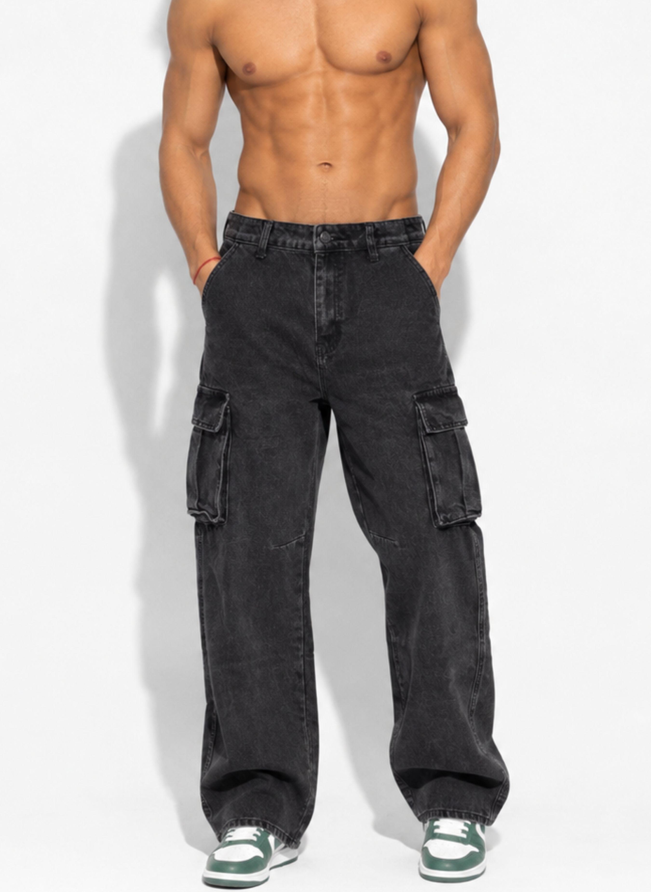 Pantalón Jeans Cargo Baggy Hombre-0