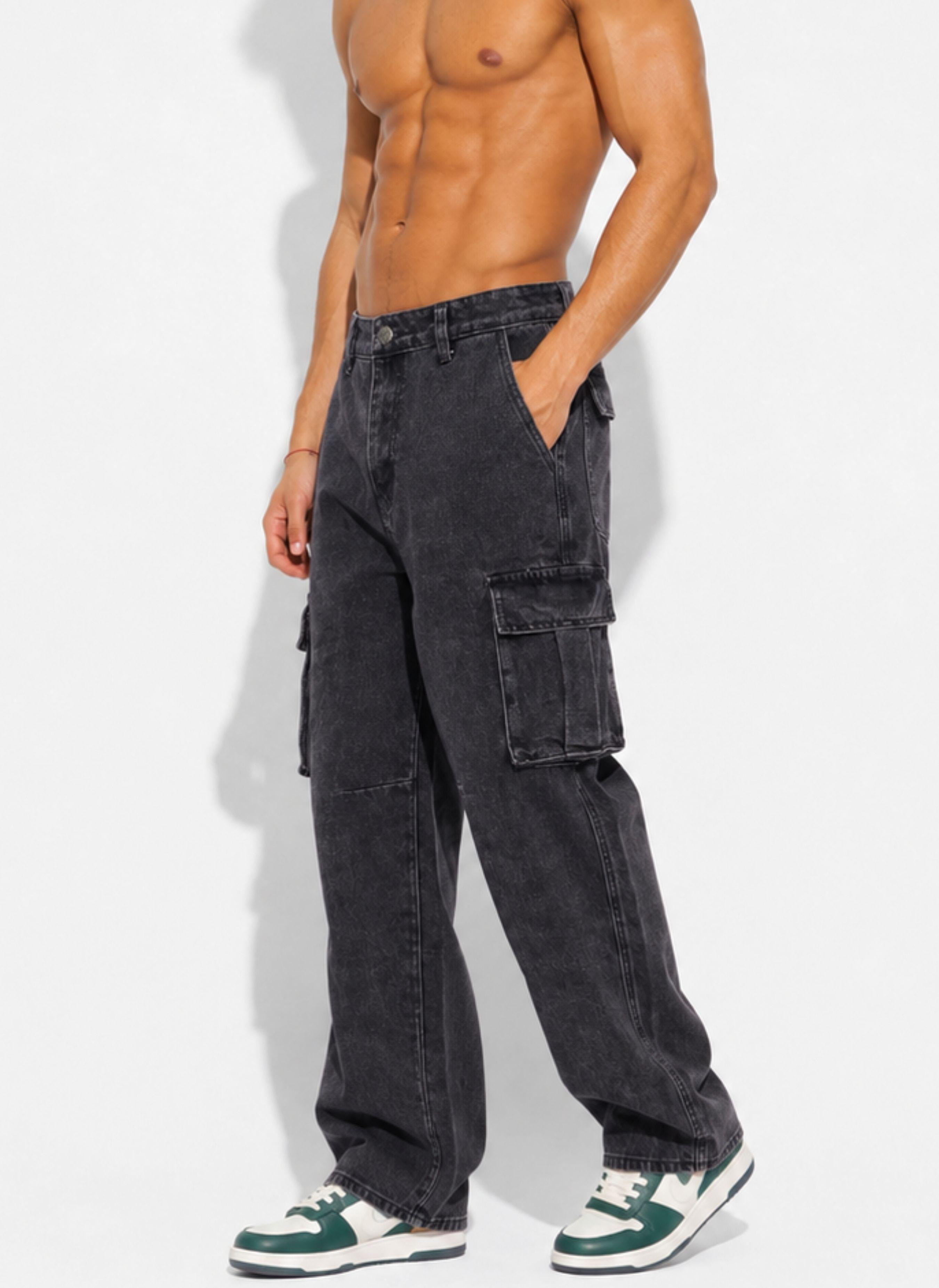 Pantalón Jeans Cargo Baggy Hombre-1