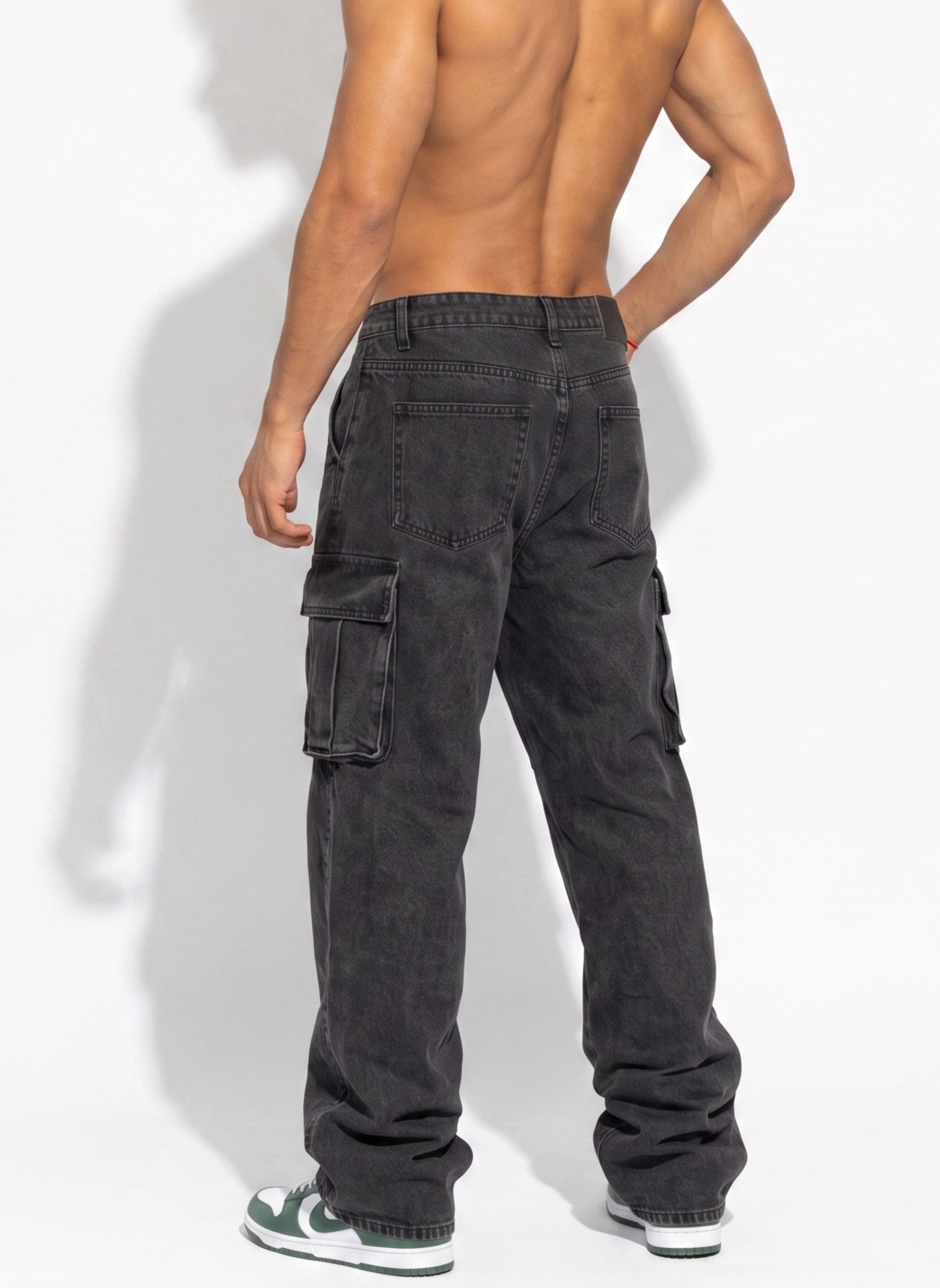 Pantalón Jeans Cargo Baggy Hombre-2
