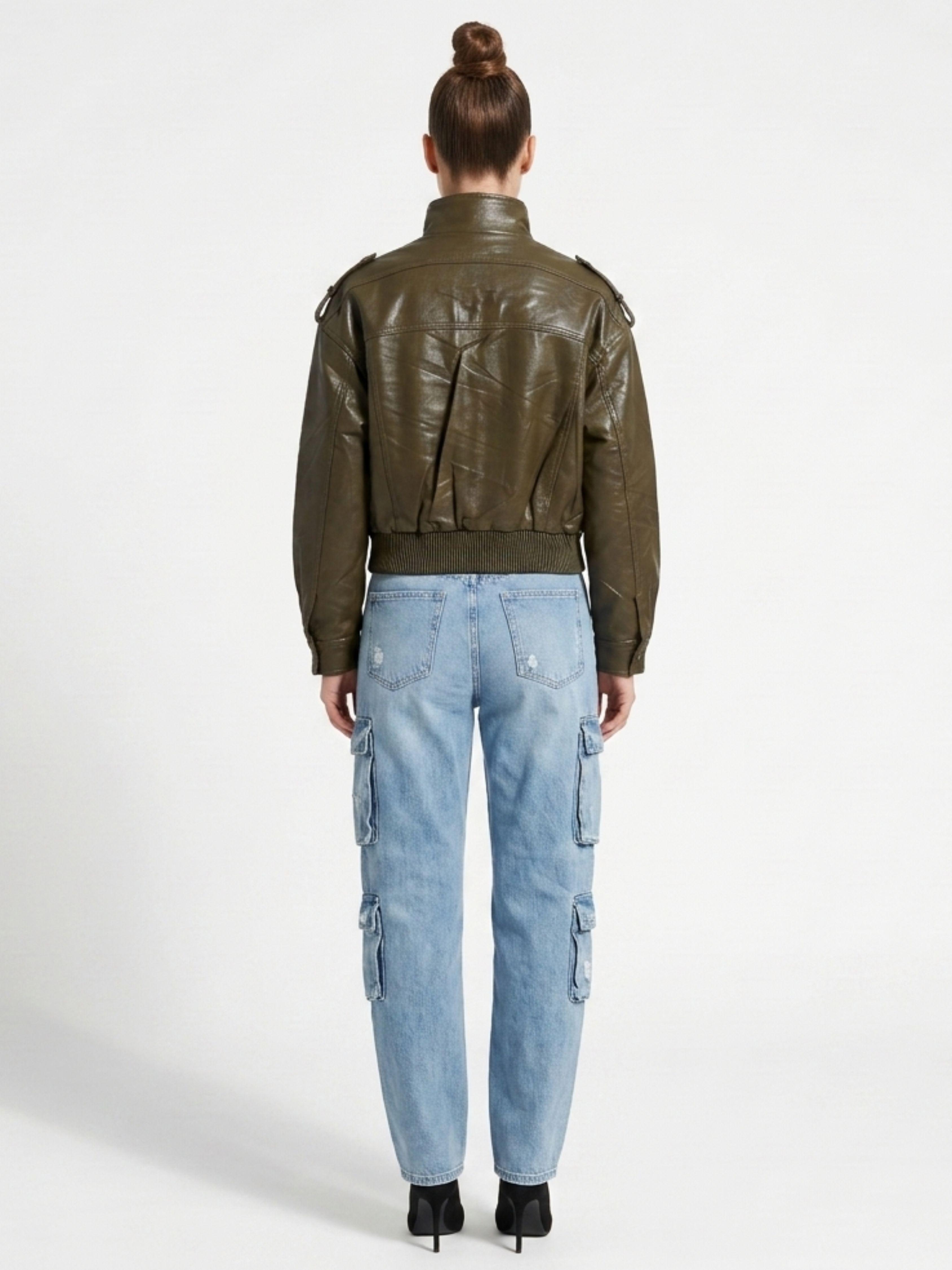 Chaqueta Ecocuero Bomber Mujer Kendall-2