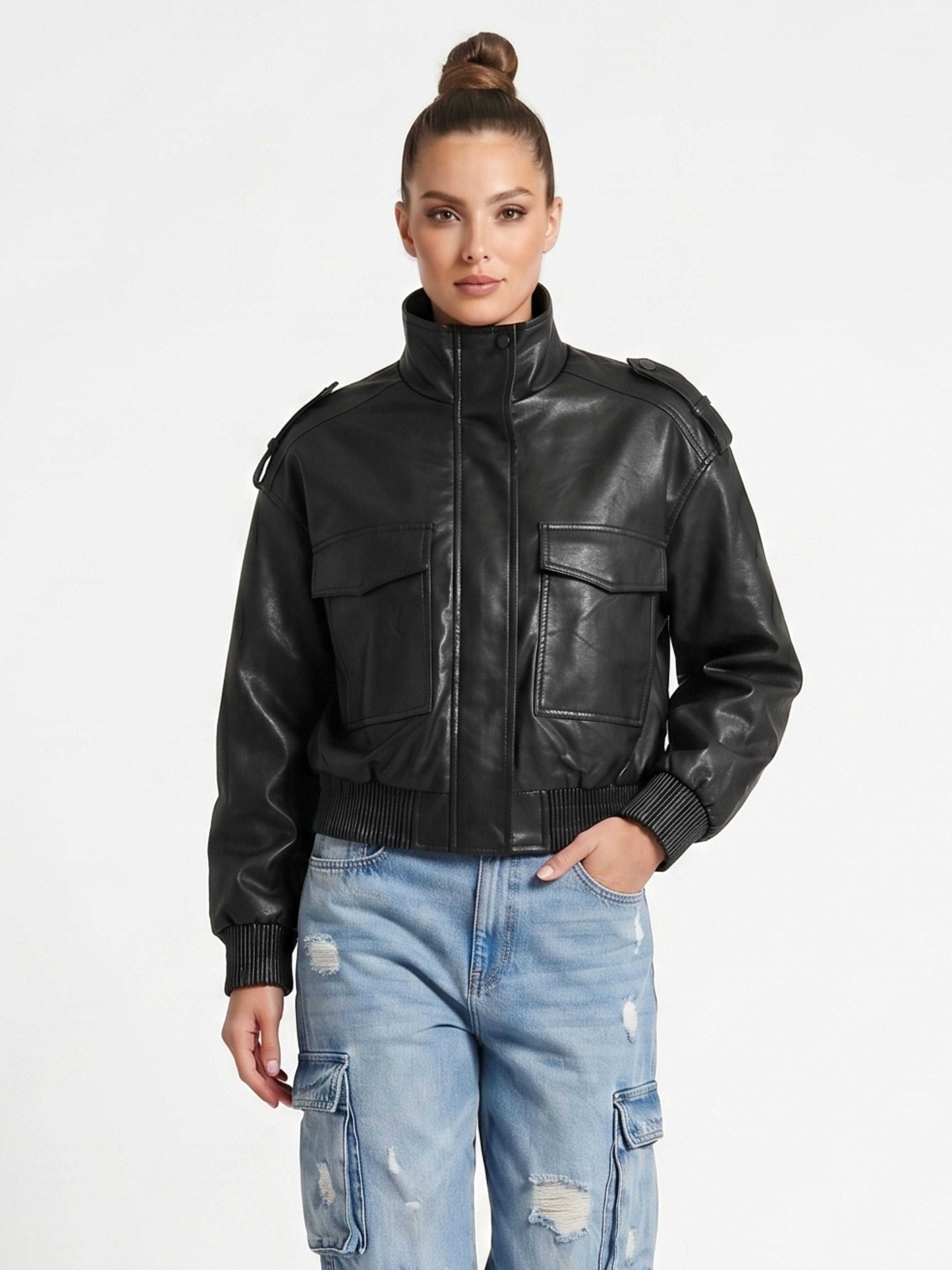 Chaqueta Ecocuero Bomber Mujer Kendall-0