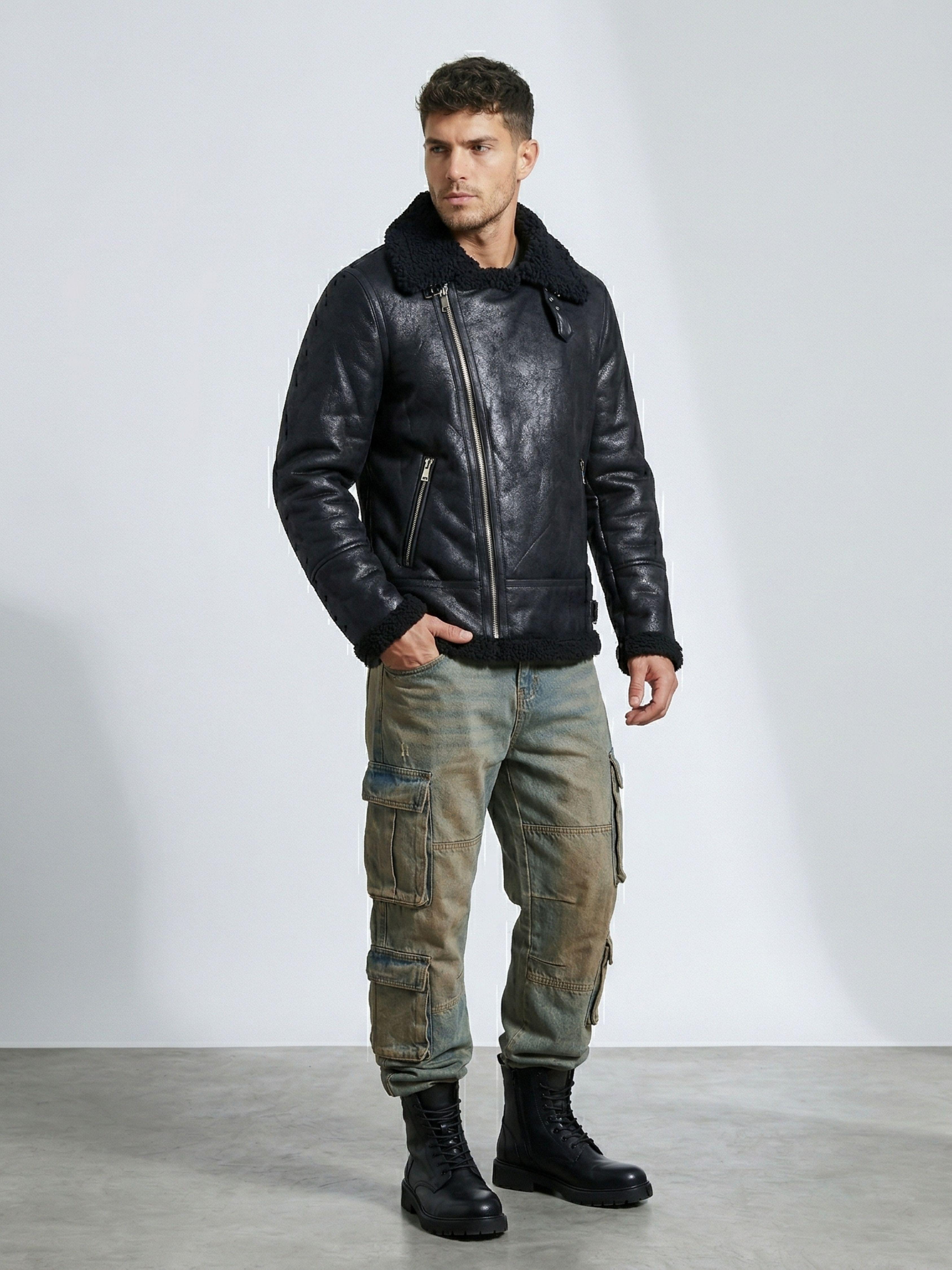 Chaqueta Aviadora Hombre Ecocuero Hombre Stephano-3