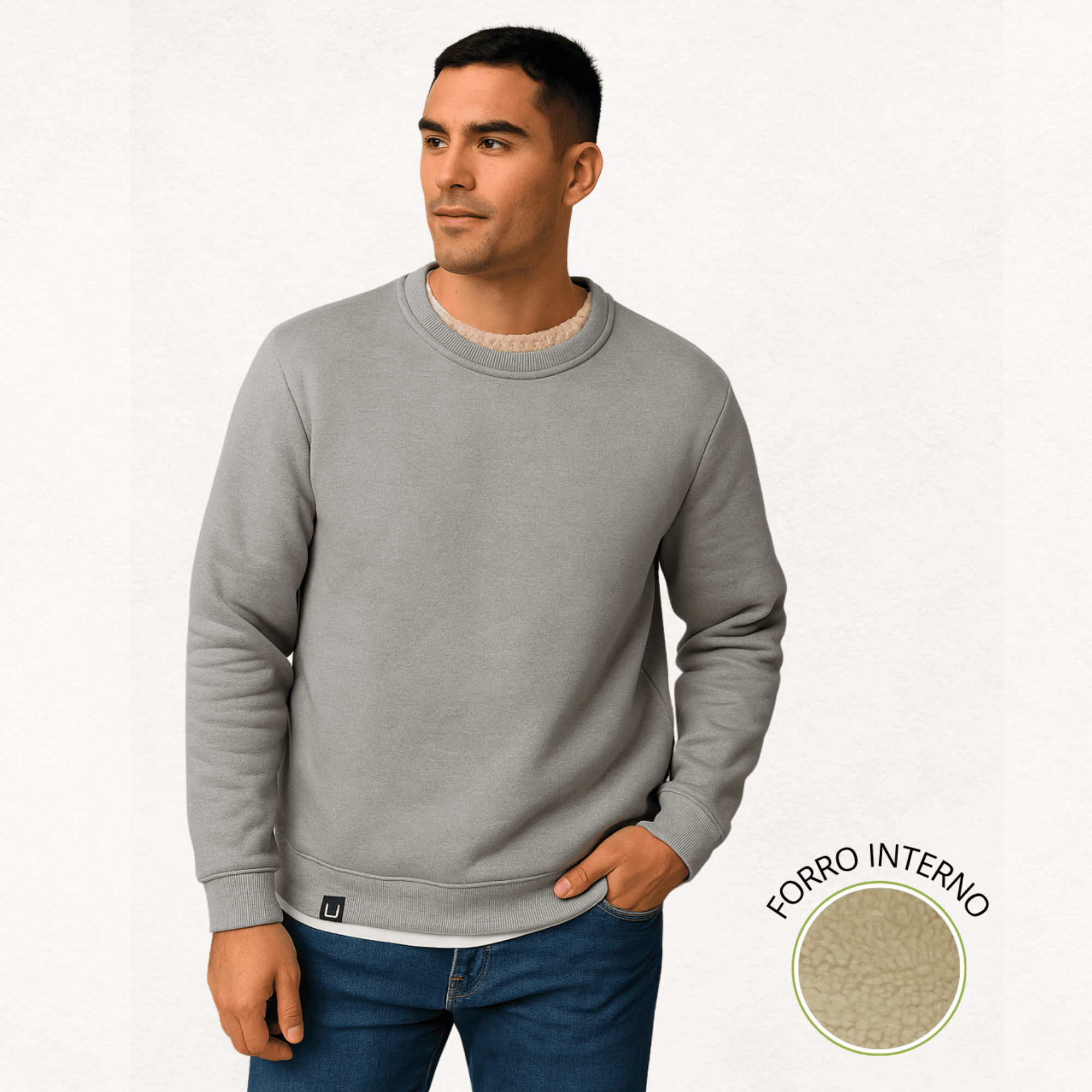 Sueter Poleron Jersey Con Chiporro Hombre Gris-0