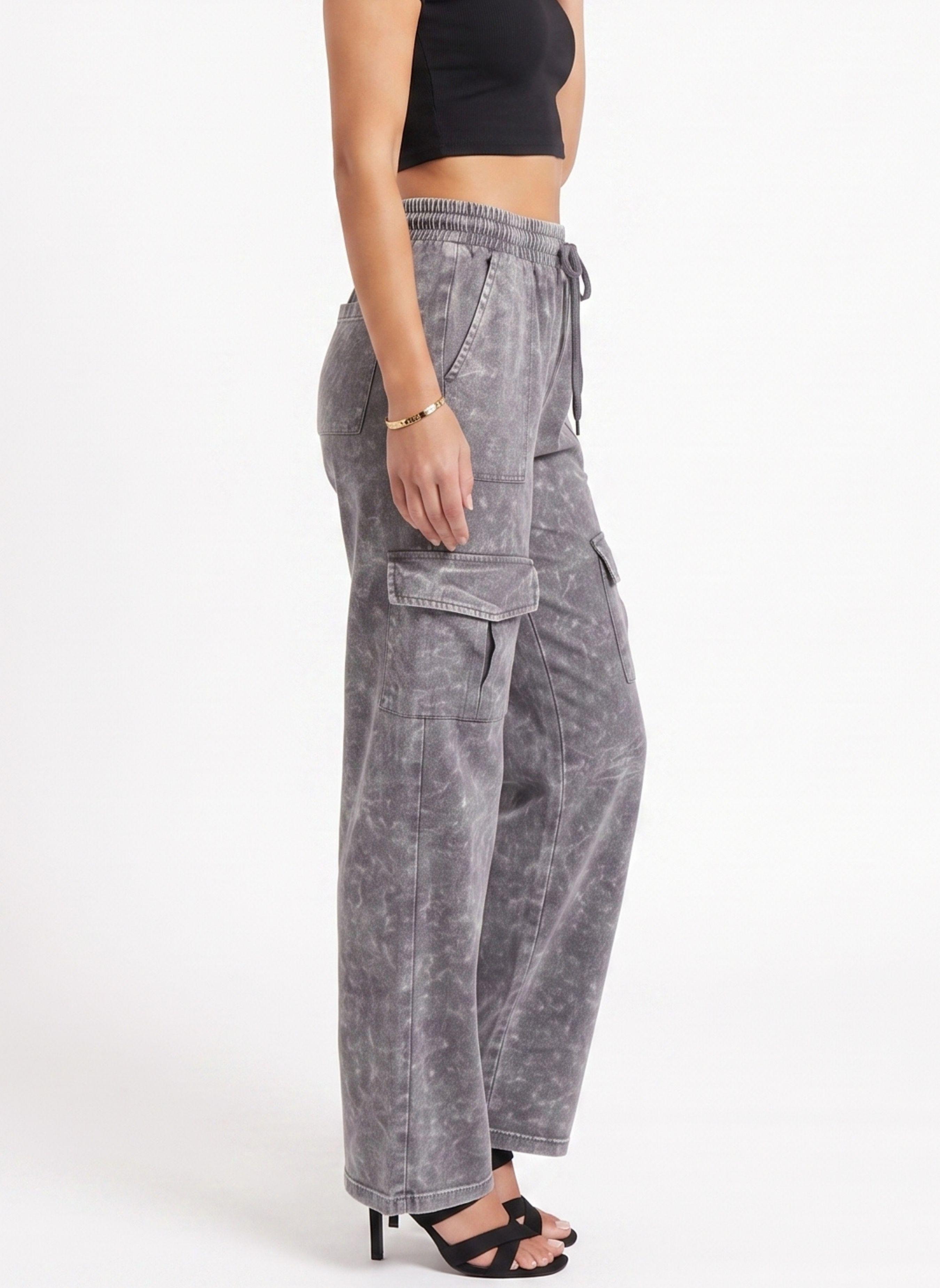 Buzo Acid Wash Cargo Wide Leg Mujer-1