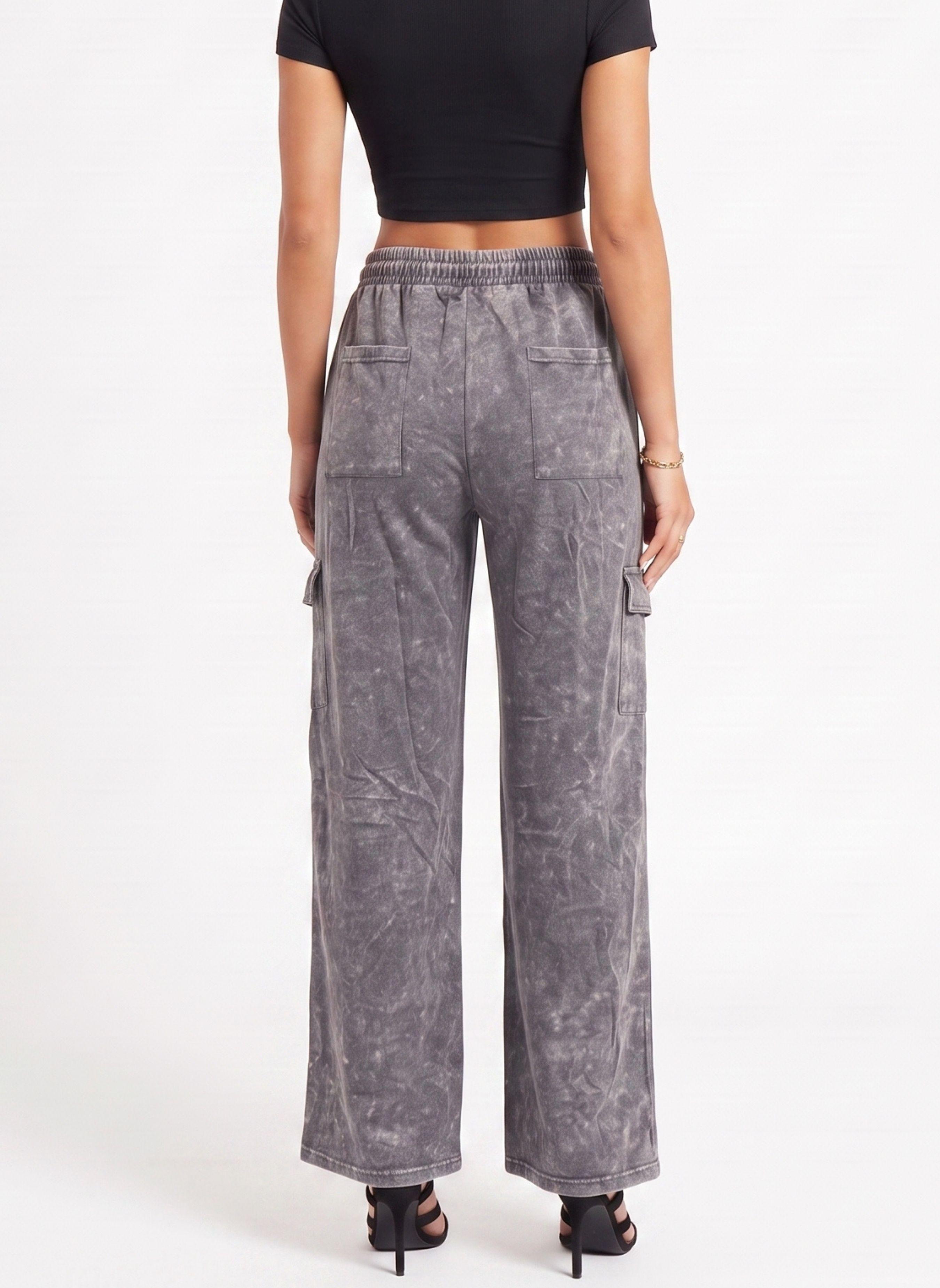 Buzo Acid Wash Cargo Wide Leg Mujer-2
