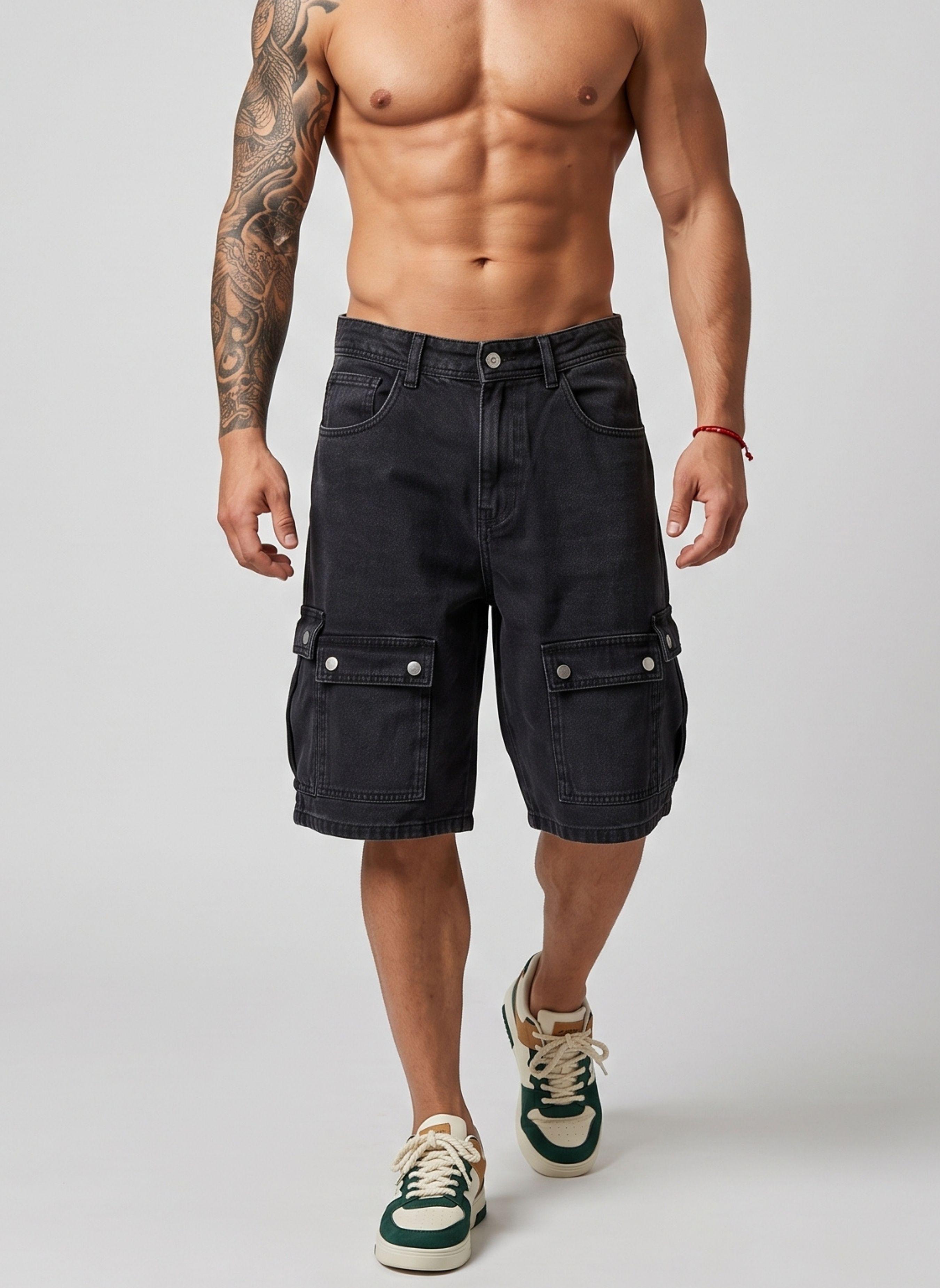 Short Bermuda Denim Cargo Relaxed Fit Hombre Hawai-0