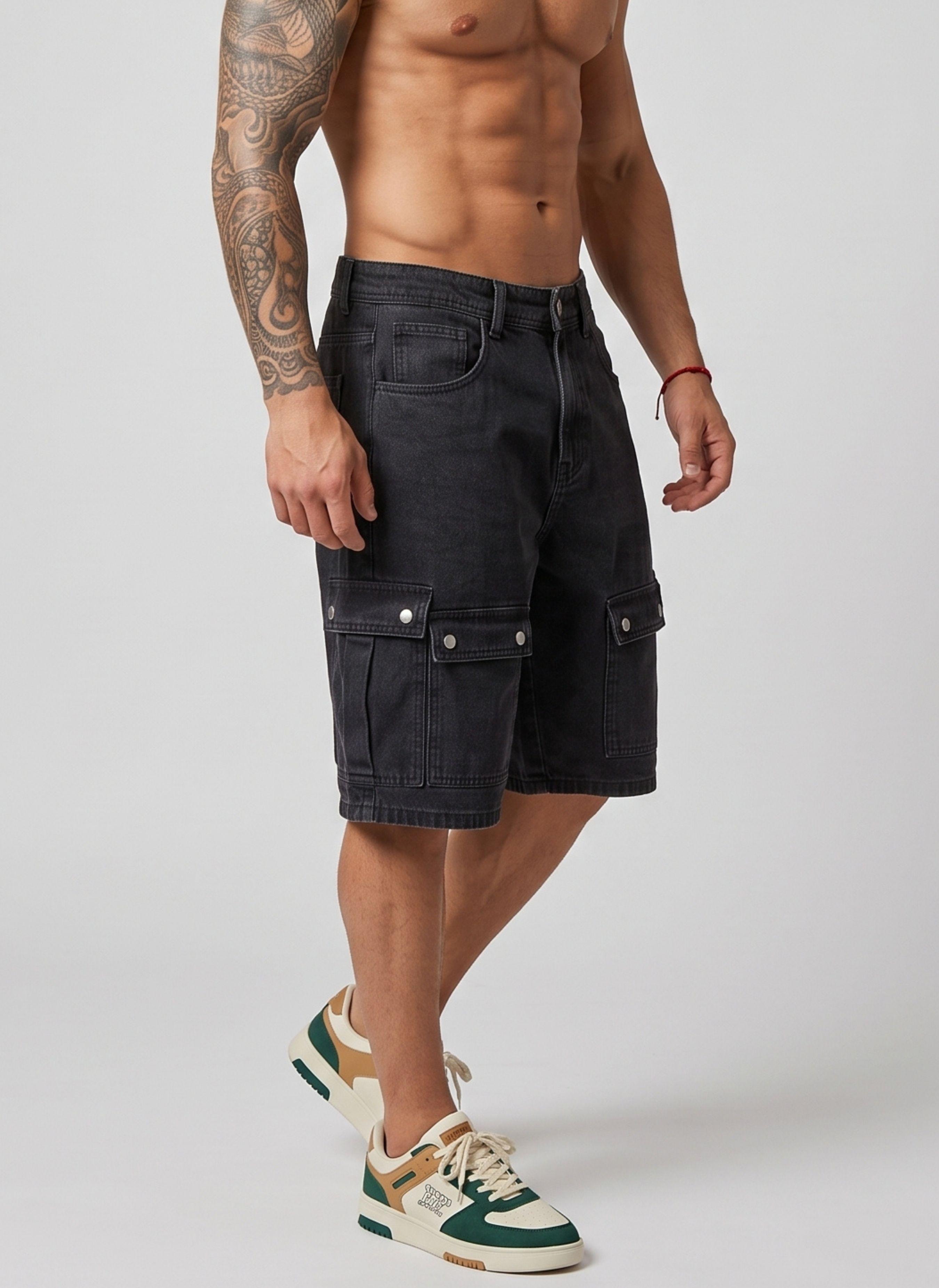 Short Bermuda Denim Cargo Relaxed Fit Hombre Hawai-1