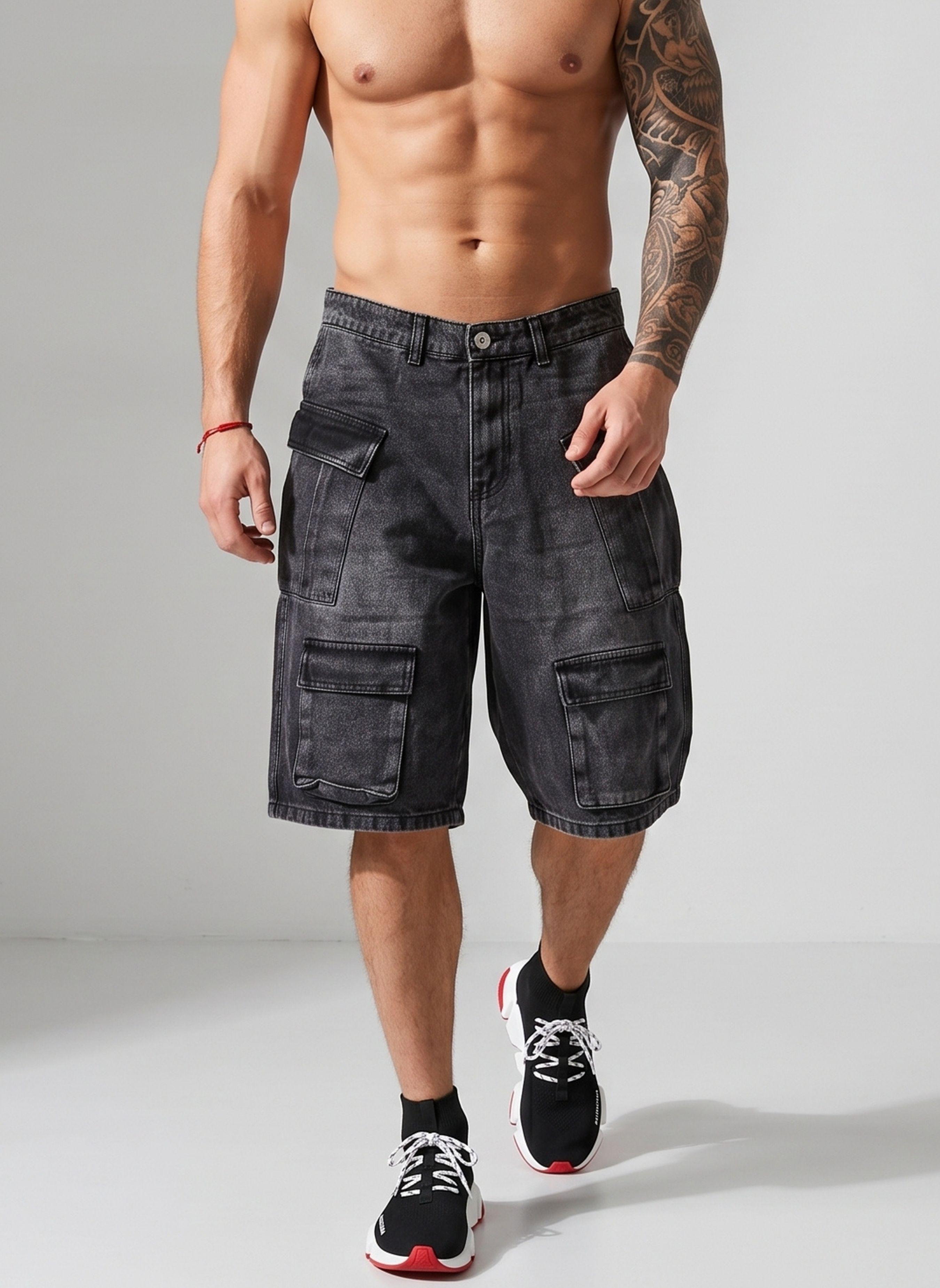 Short Bermuda Denim Cargo Relaxed Fit Hombre Hawai-0