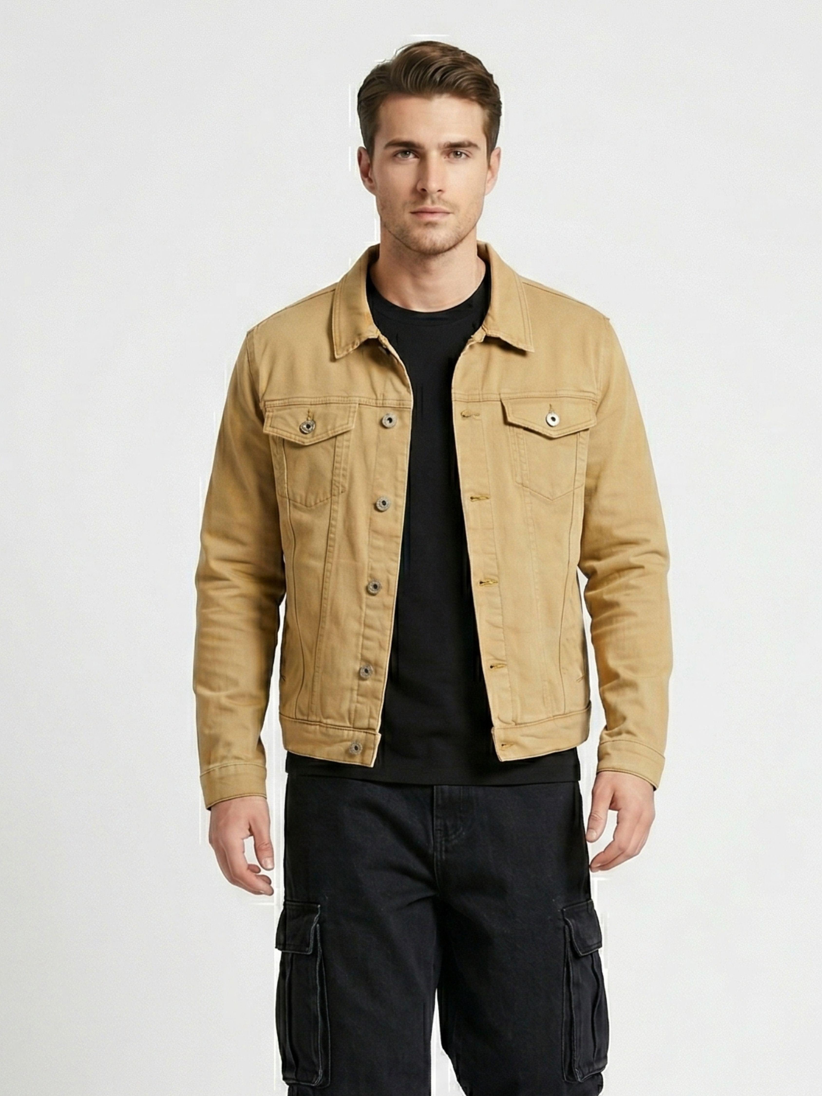 Chaqueta Mezclilla Colors Clasic Man Hombre Beige-0