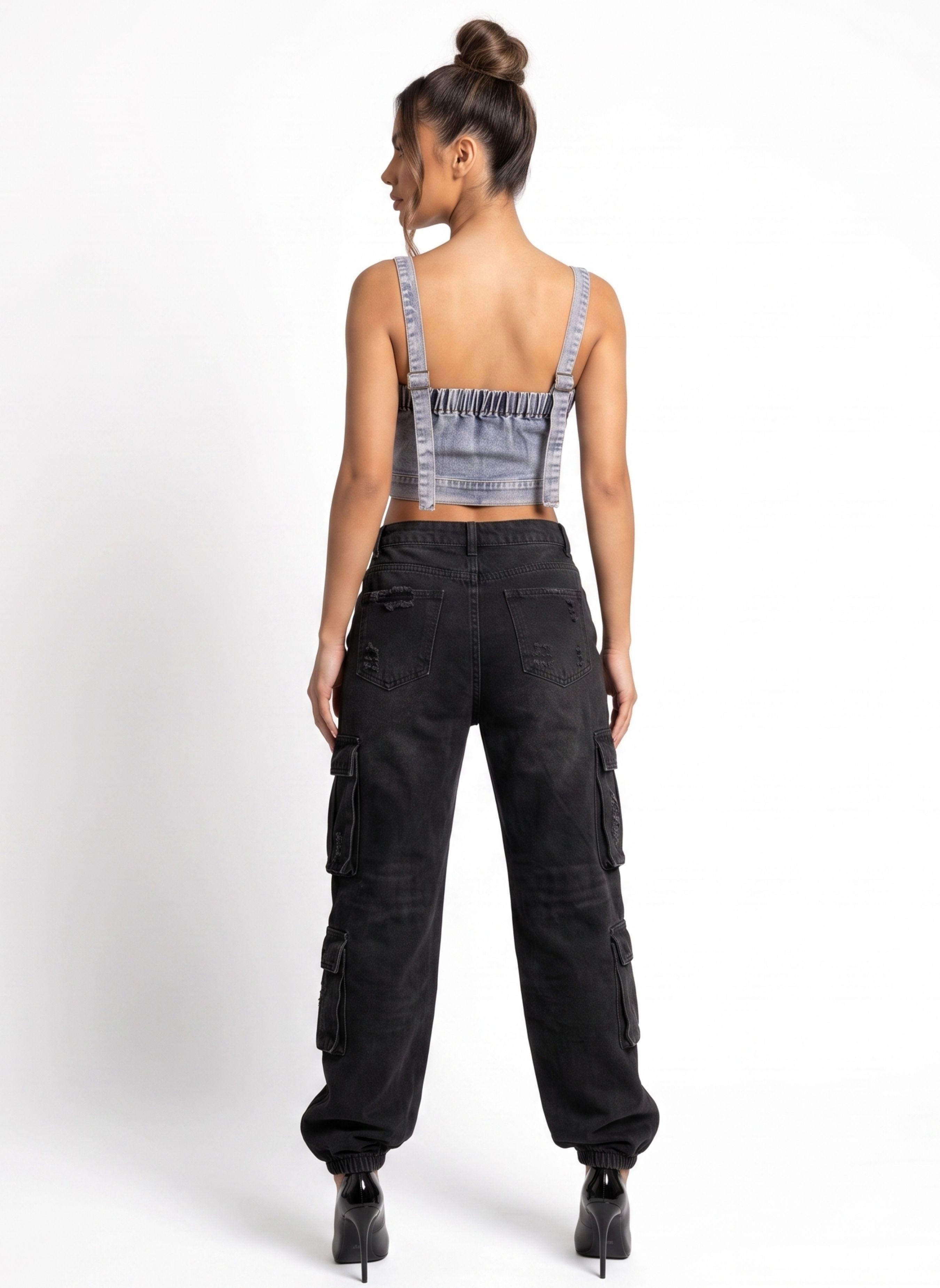 Crop Top Corsé Denim Mujer Dalilah-3