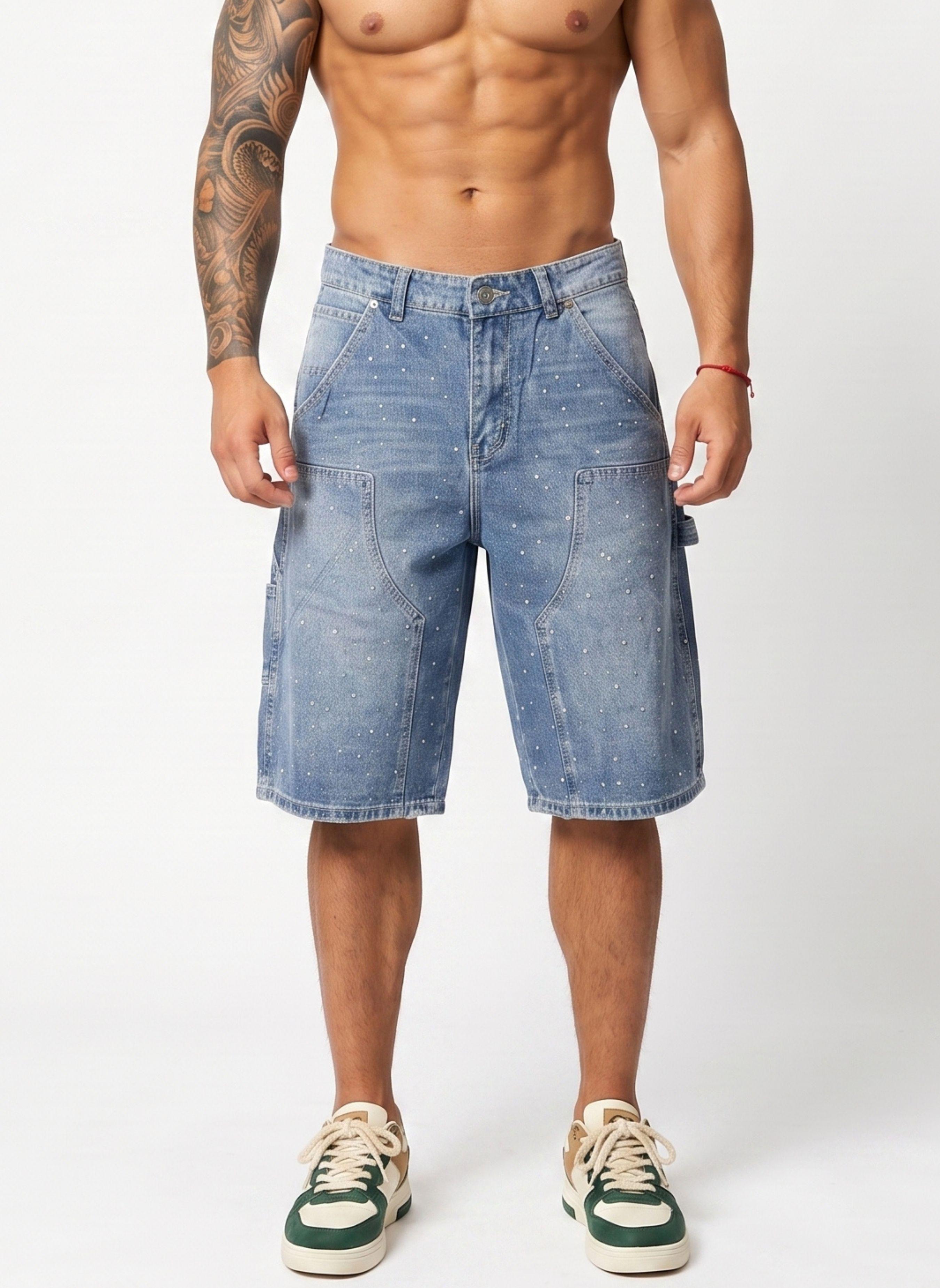 Short Bermuda Denim Brillos Relaxed Fit Hombre Diamond-0