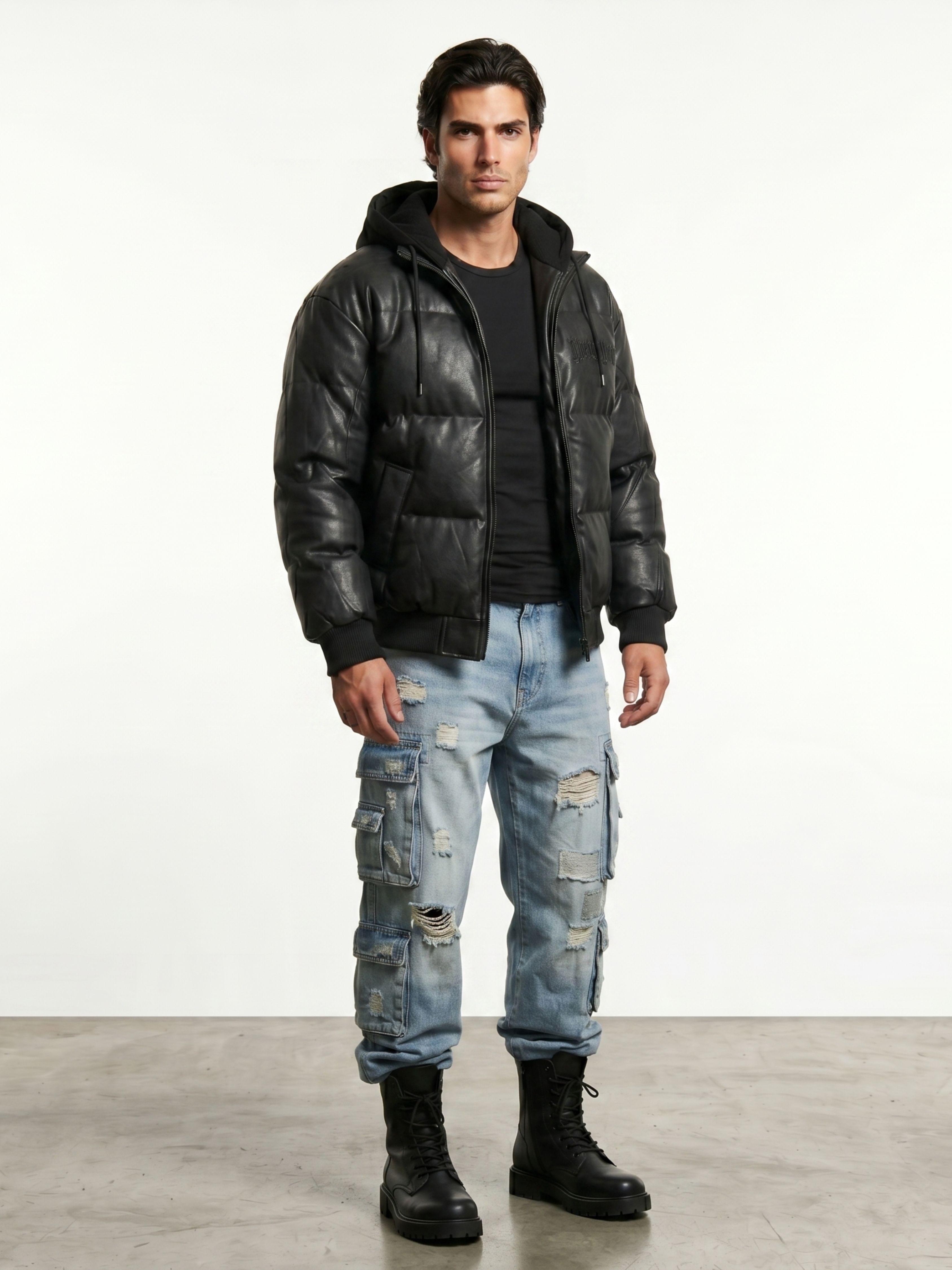 Chaqueta Parca Ecocuero Impermeable Hombre New York-1
