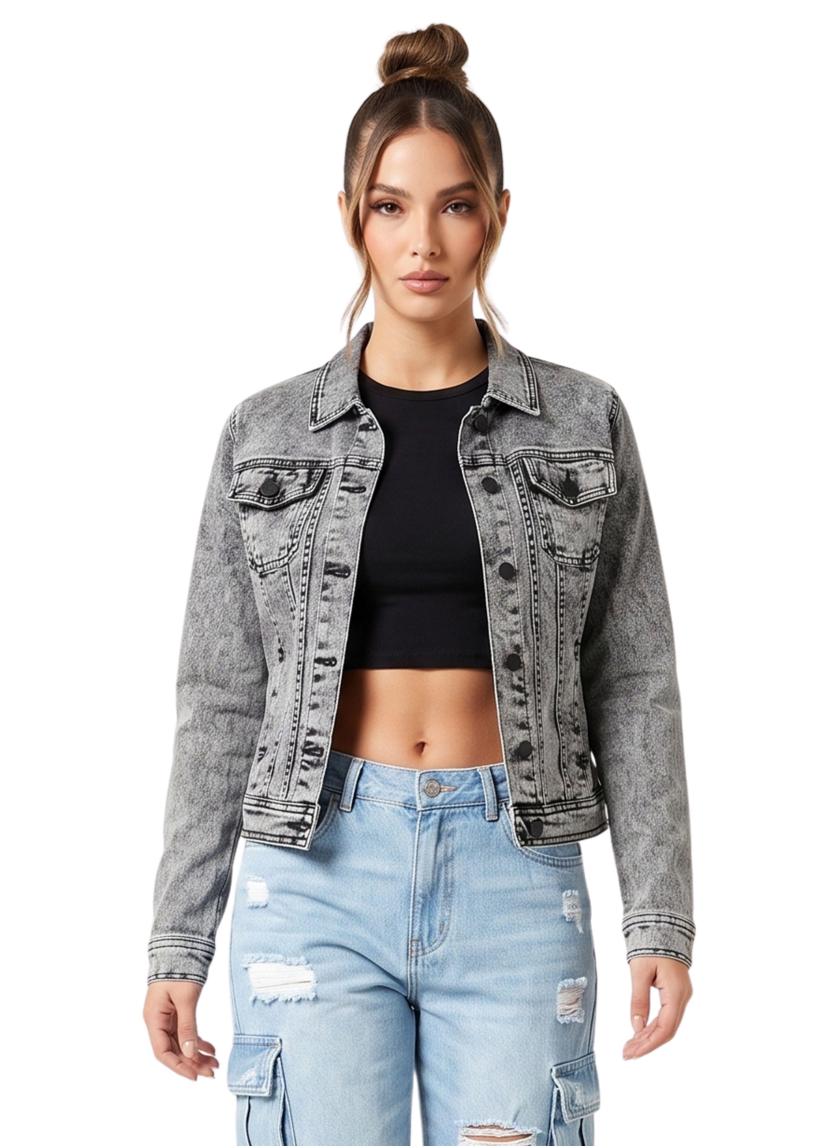 Chaqueta Jeans Mezclilla Colors Mujer Roja-0