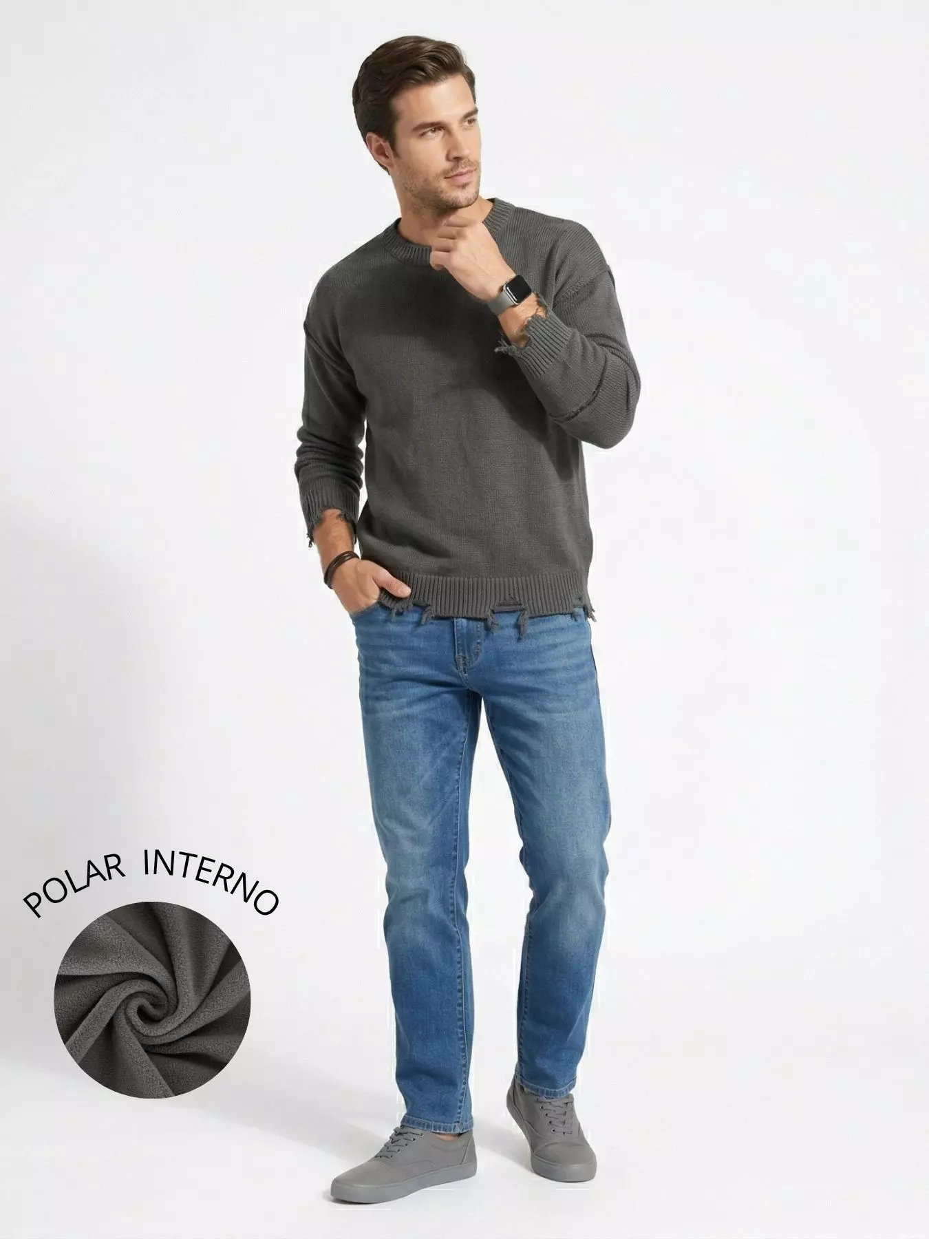 Pantalon Jeans Termico Regular Hombre-1
