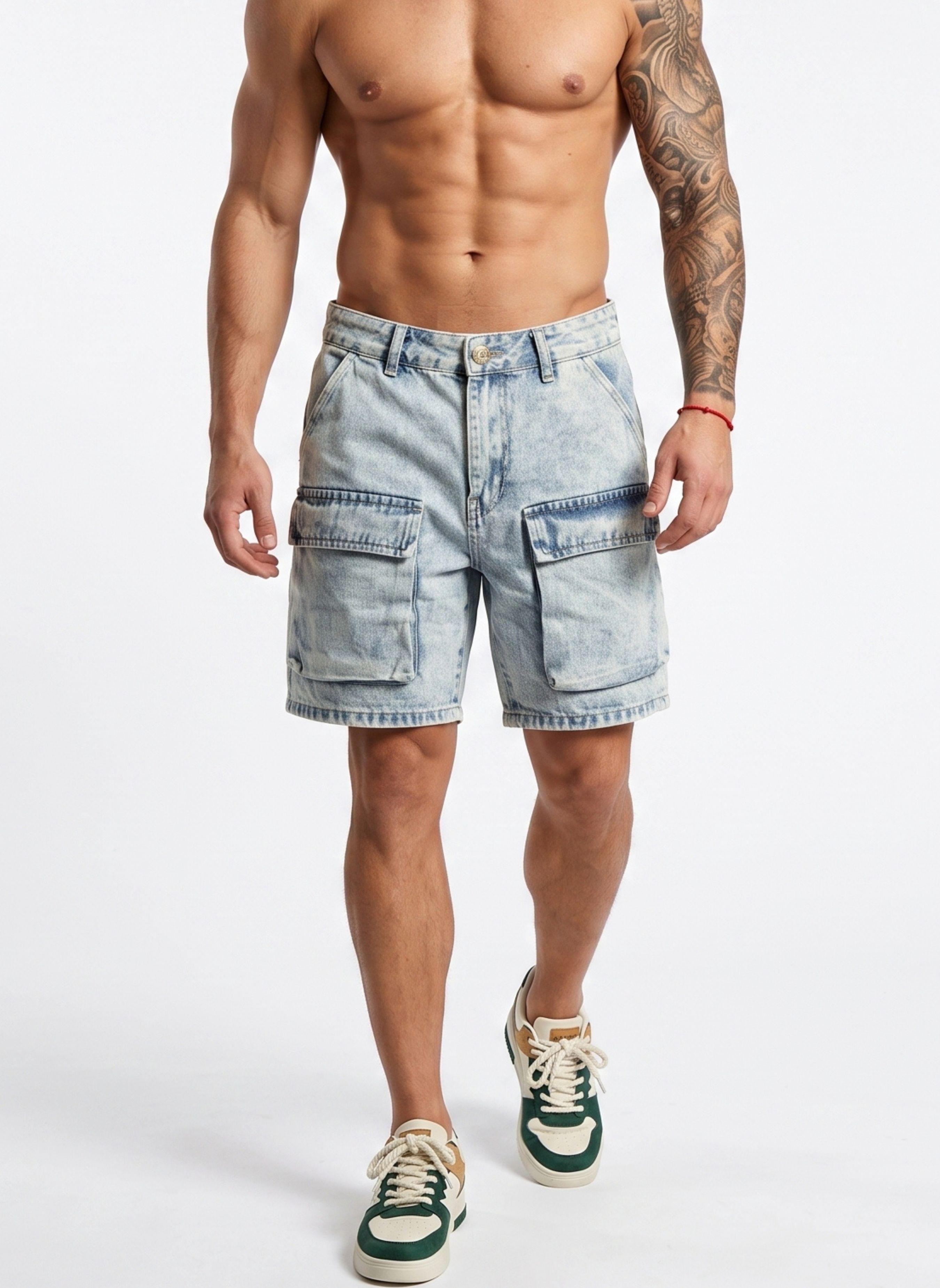 Short Bermuda Denim Cargo Hombre-0