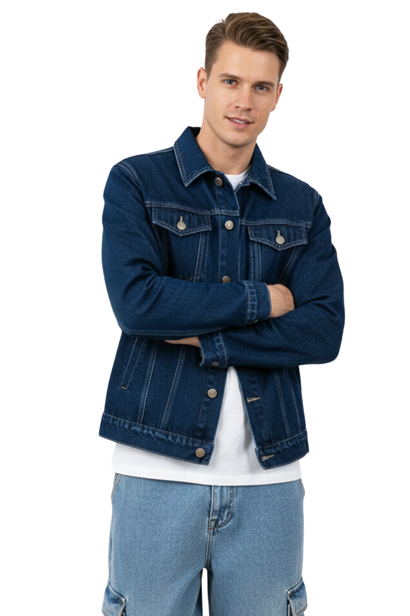 Chaqueta Jeans Mezclilla Azul Clasico Hombre-1
