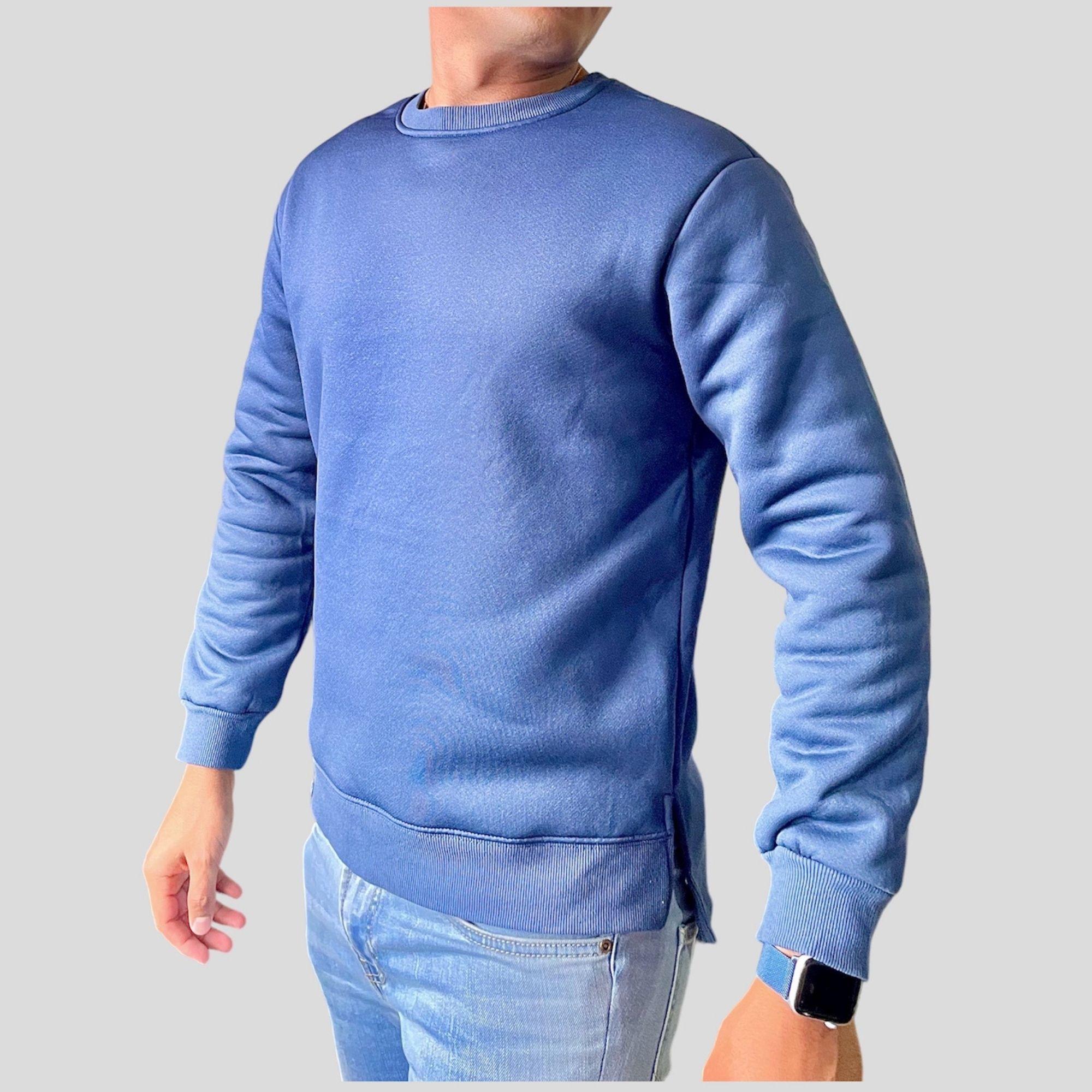 Sueter Poleron Jersey Con Chiporro Hombre Azul-4