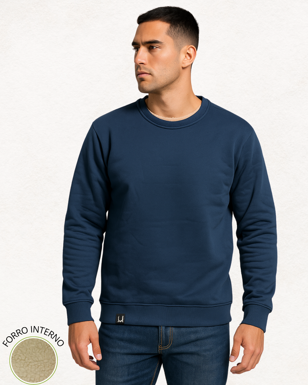 Sueter Poleron Jersey Con Chiporro Hombre Azul-0