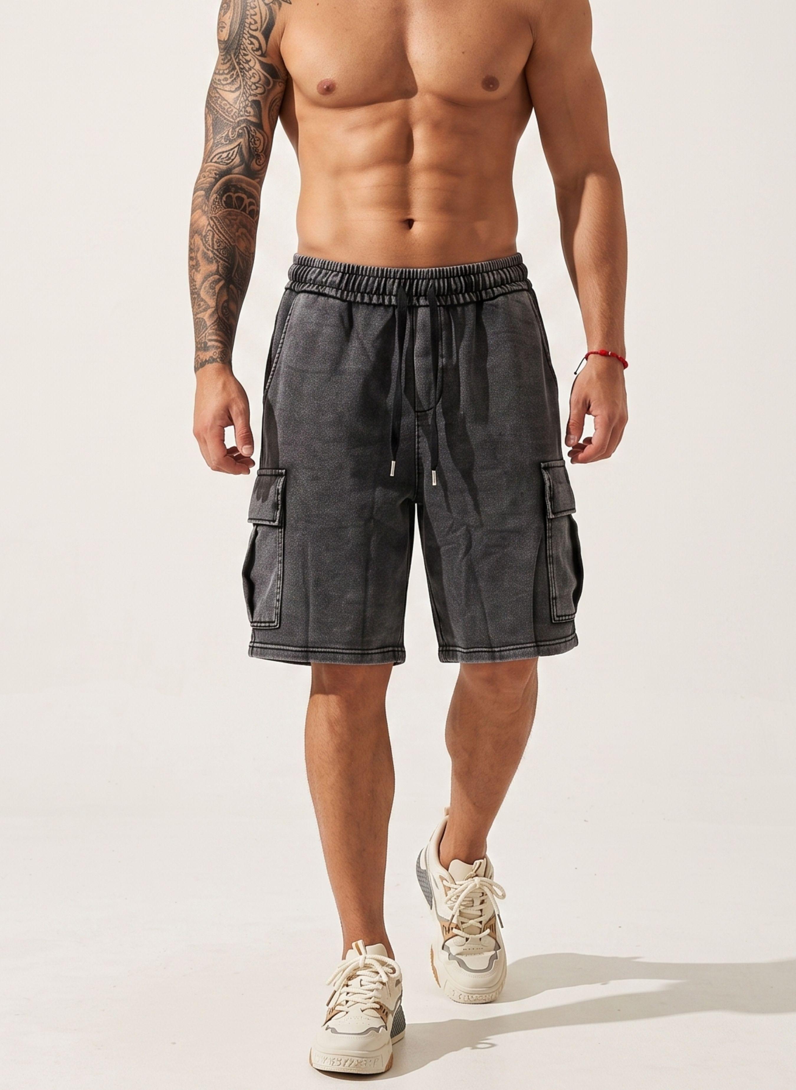 Short Cargo Ancho Acid Wash Hombre-0