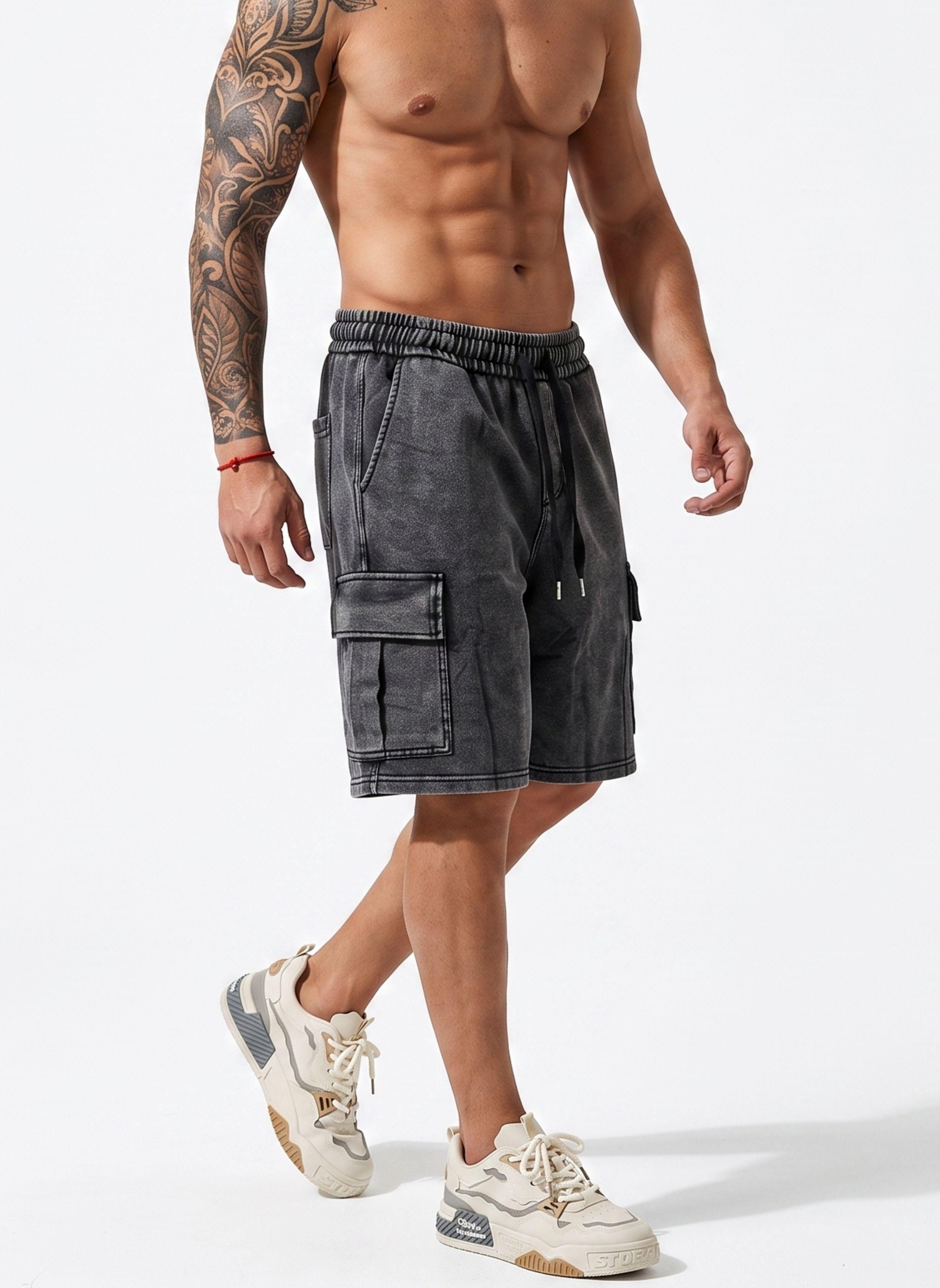 Short Cargo Ancho Acid Wash Hombre-1