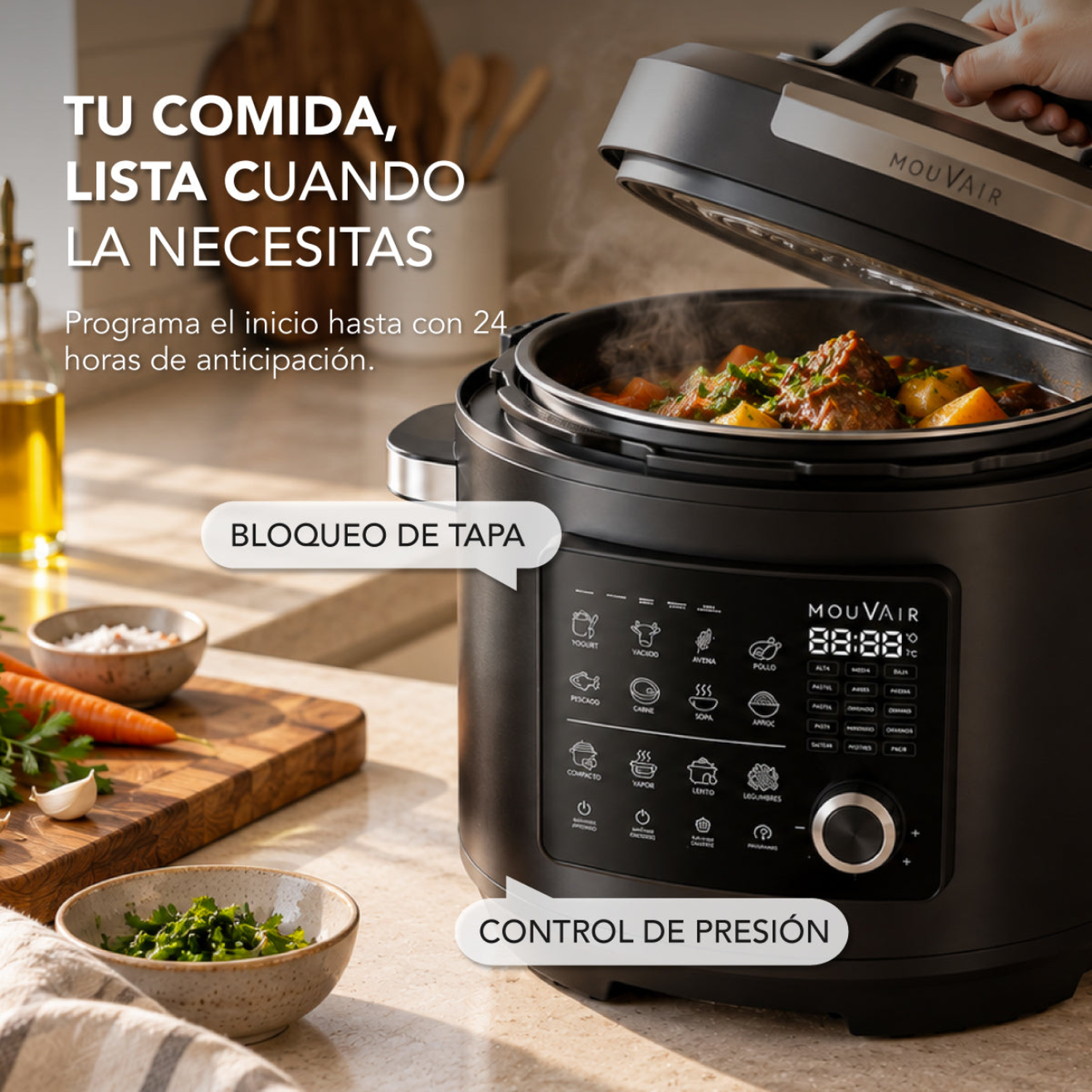 Olla Eléctrica Multifuncional Mouvair Cook 8L-2
