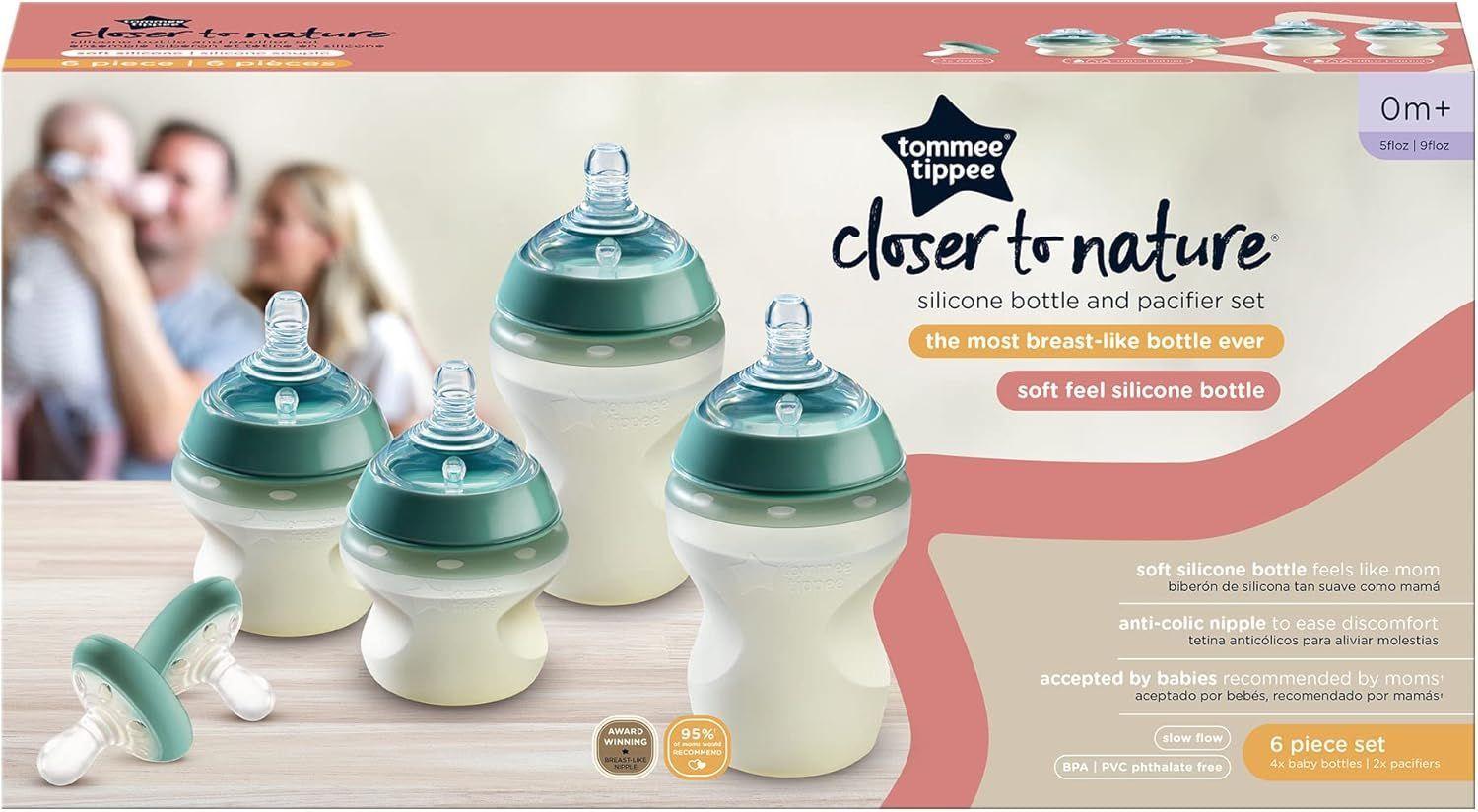 Tommee Tippee - Juego de biberones y chupetes de silicona para bebé -4