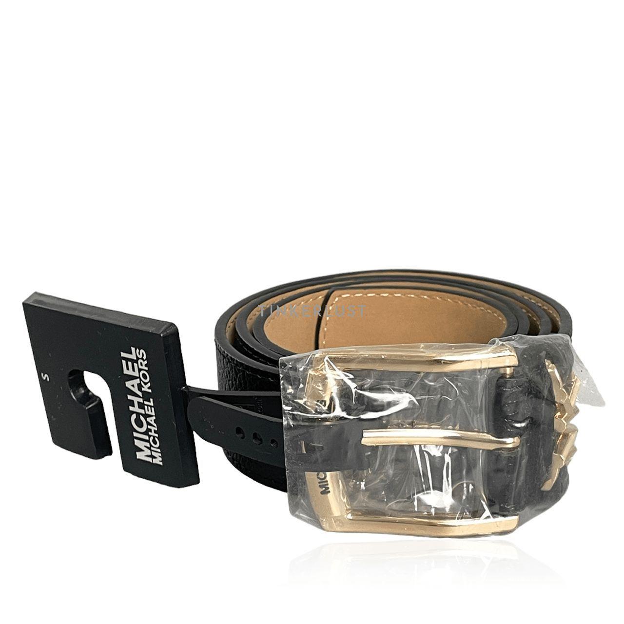Michael Kors Cinturón Negro Con Herrajes Dorados-2
