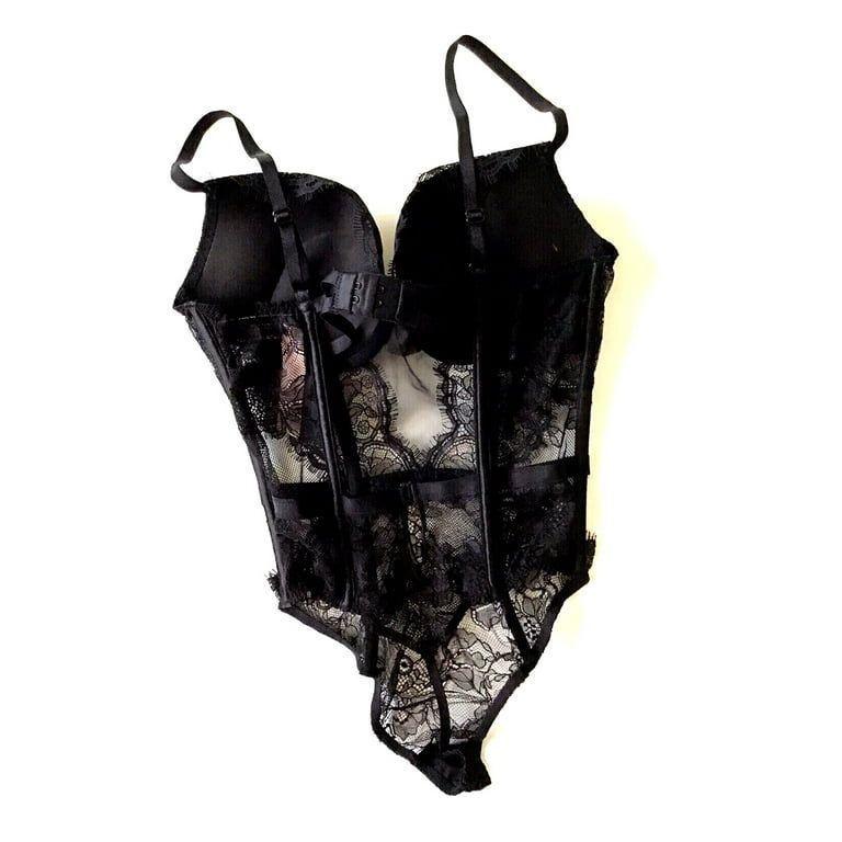 Victoria's Secret Bombshell Lace Teddy Negro -1