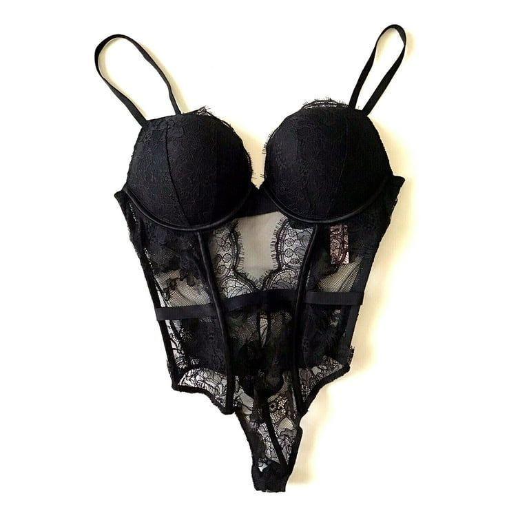 Victoria's Secret Bombshell Lace Teddy Negro -2