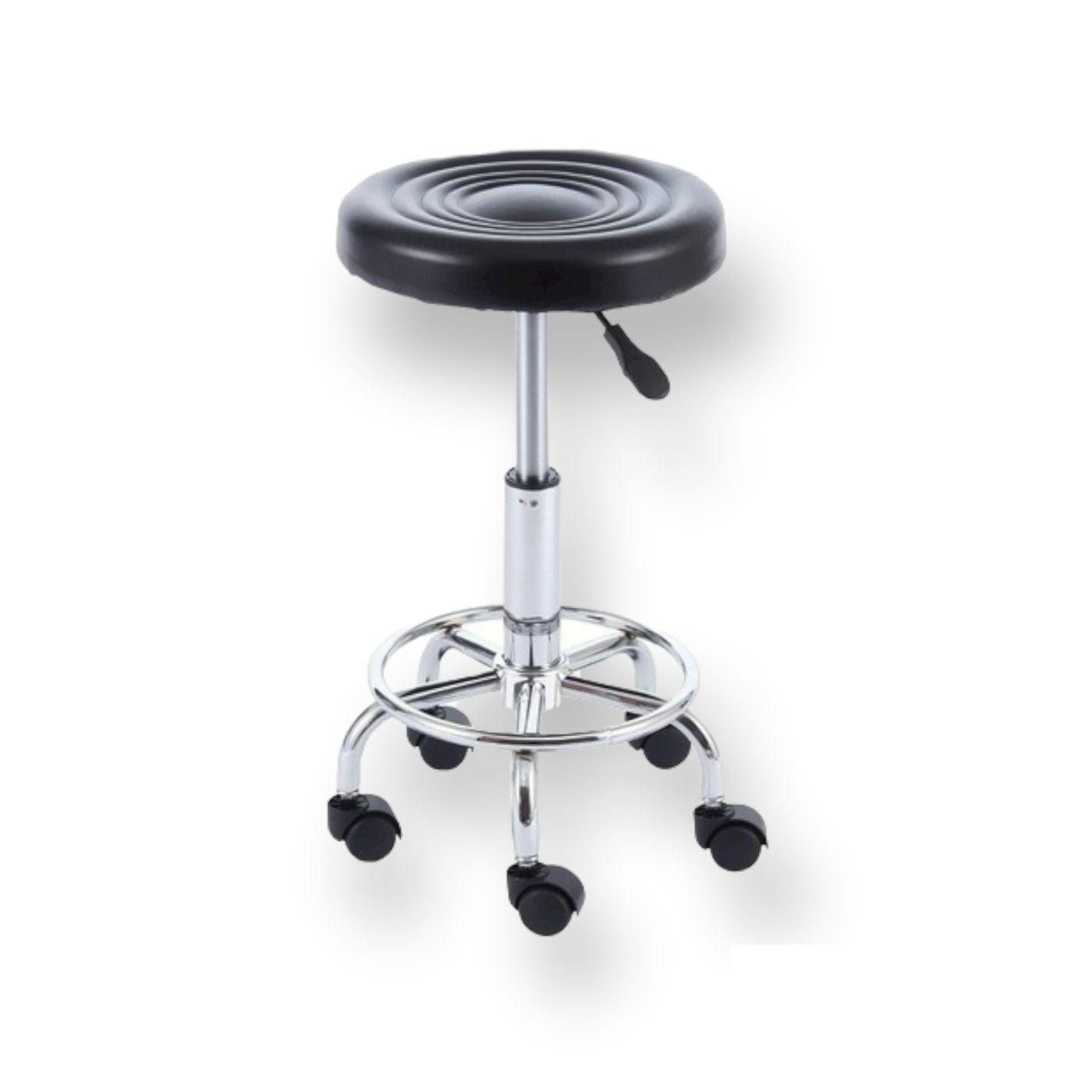 Taburete Giratorio Con Ruedas Base Cromada-0