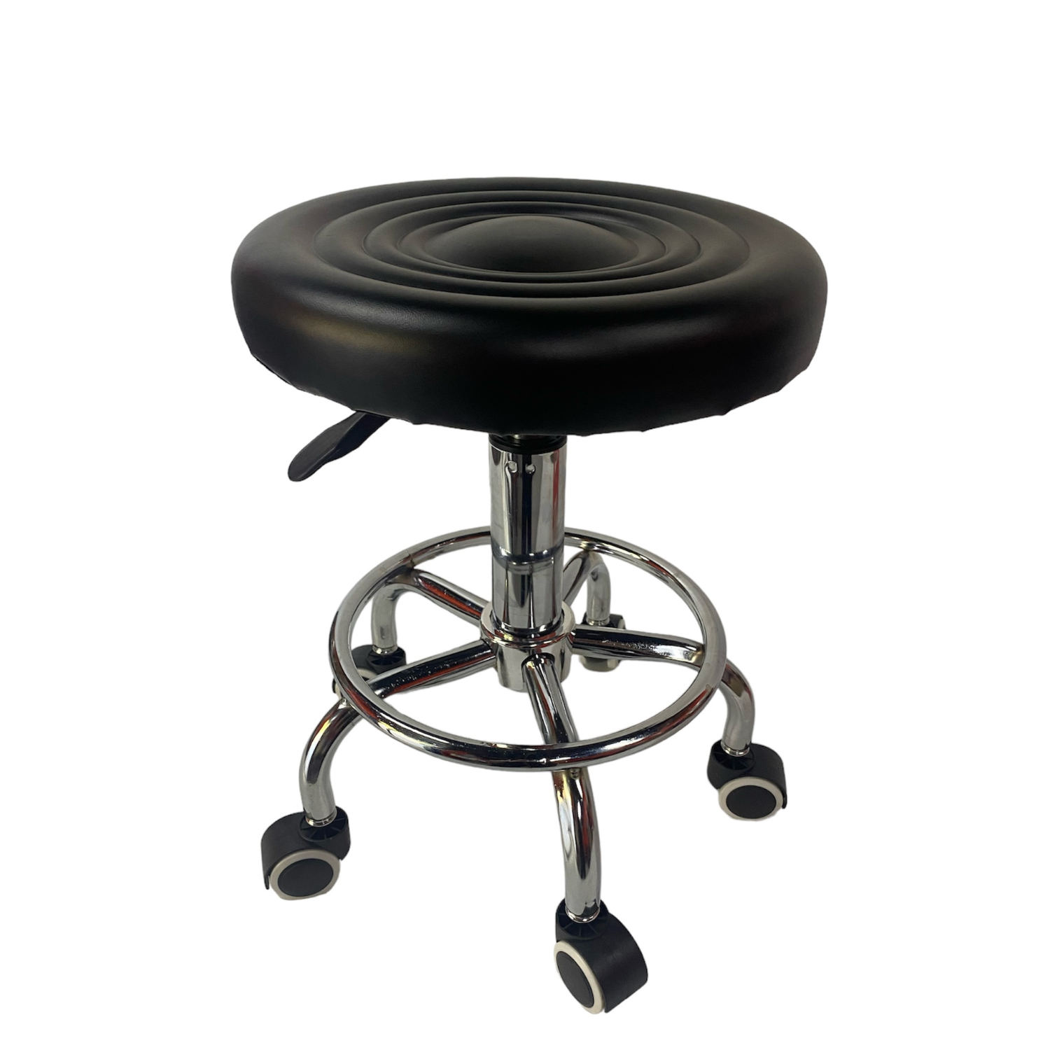 Taburete Giratorio Con Ruedas Base Cromada-2